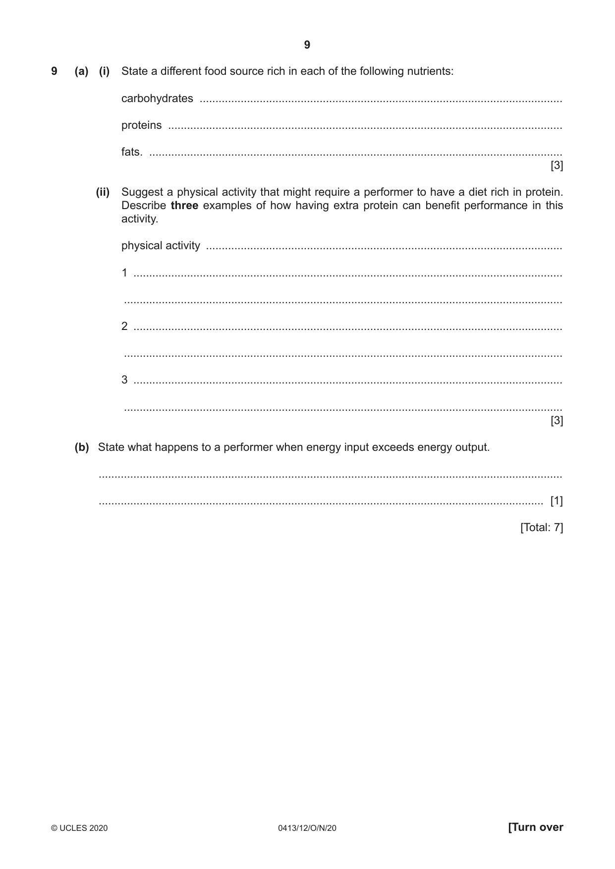 Cambridge IGCSE Physical Education 0413 2020 Oct/Nov Paper 1 · Variant 2 question paper, page 9 of 16