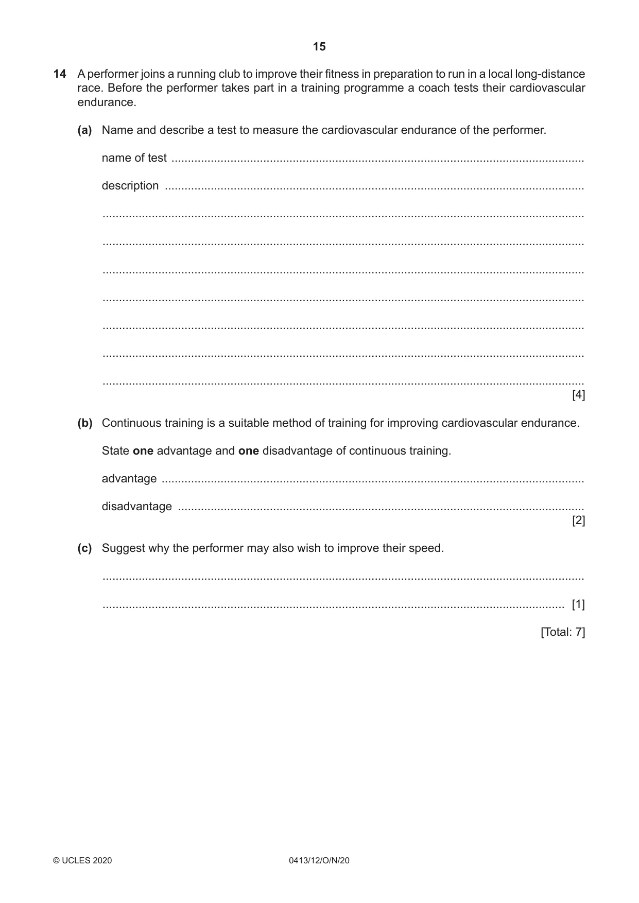 Cambridge IGCSE Physical Education 0413 2020 Oct/Nov Paper 1 · Variant 2 question paper, page 15 of 16