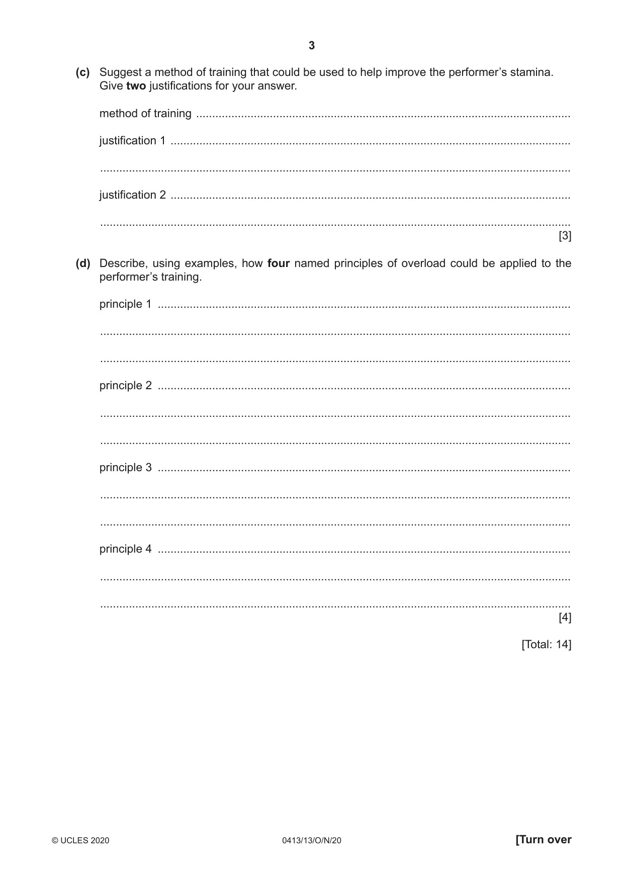 Cambridge IGCSE Physical Education 0413 2020 Oct/Nov Paper 1 · Variant 3 question paper, page 3 of 16