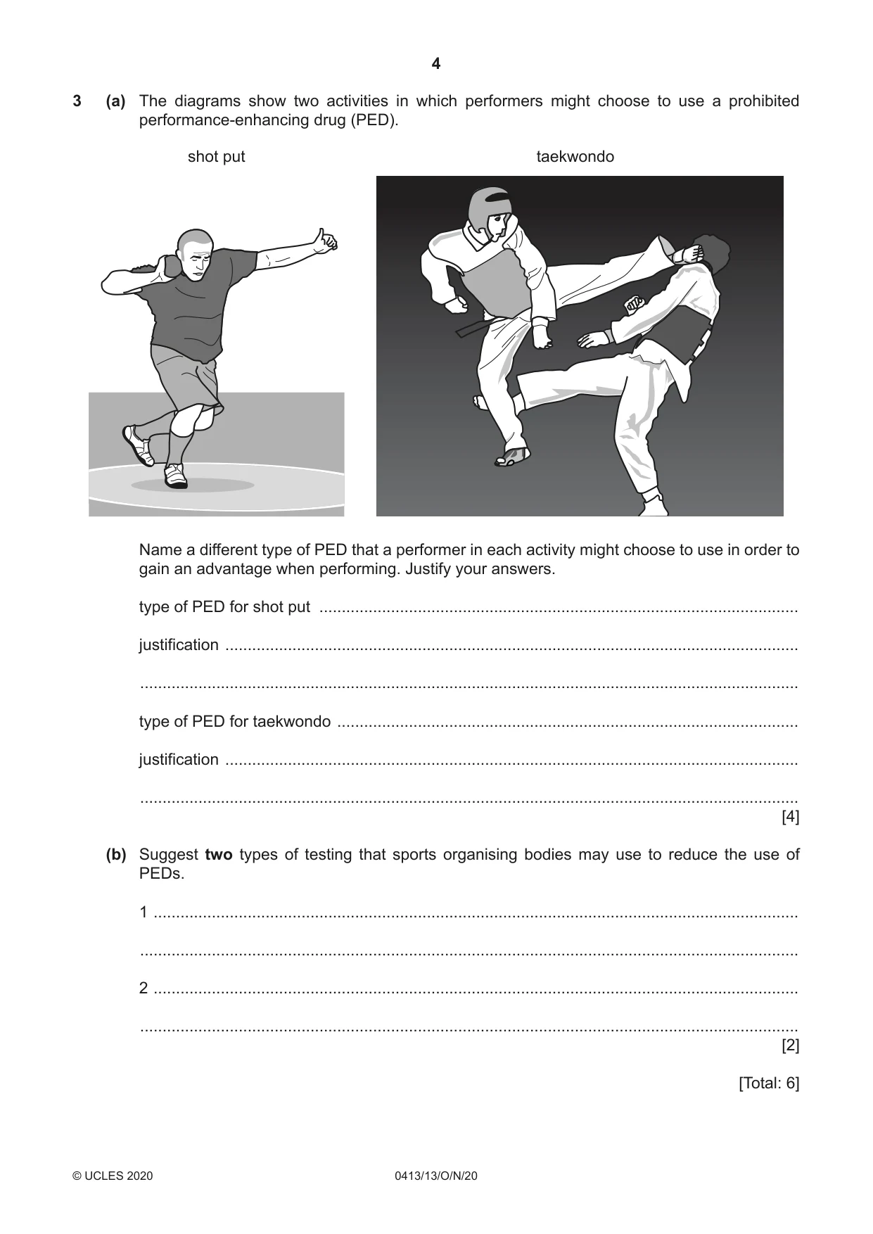 Cambridge IGCSE Physical Education 0413 2020 Oct/Nov Paper 1 · Variant 3 question paper, page 4 of 16