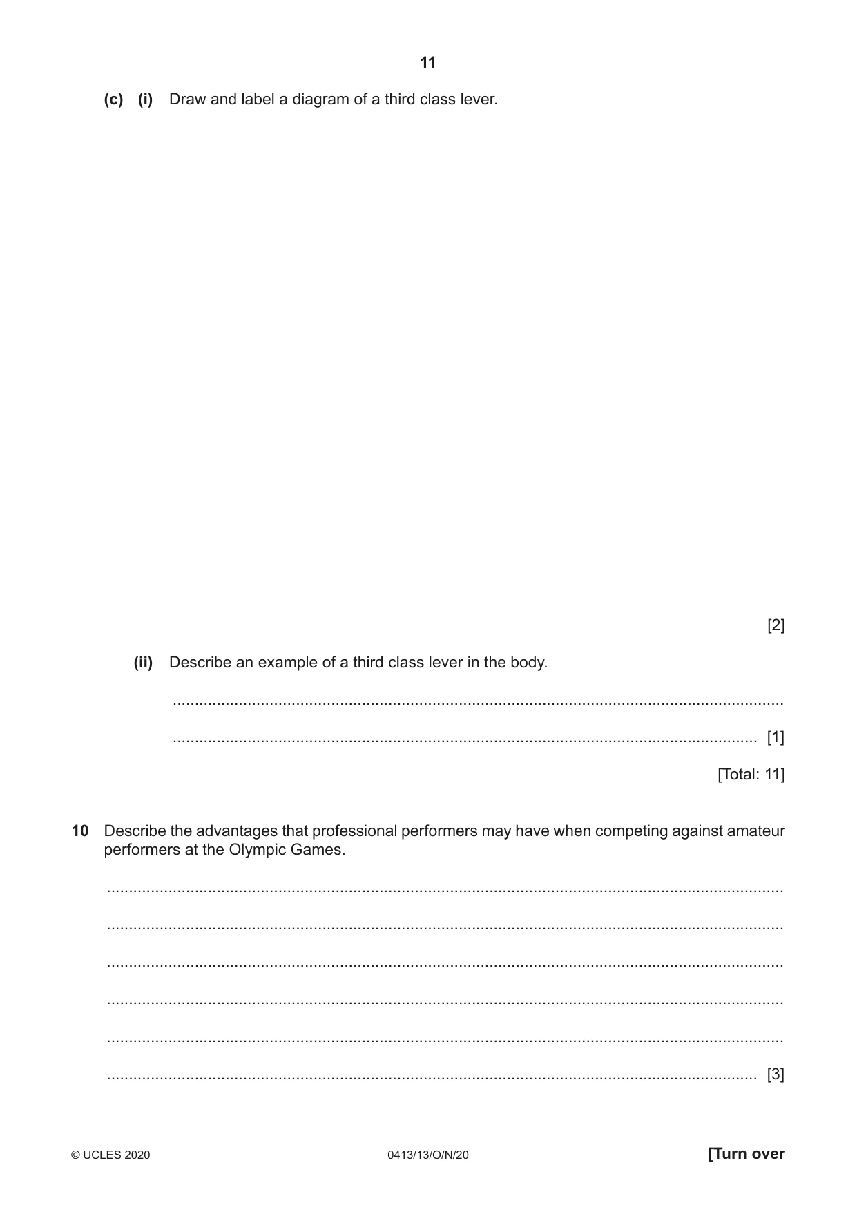 Cambridge IGCSE Physical Education 0413 2020 Oct/Nov Paper 1 · Variant 3 question paper, page 11 of 16