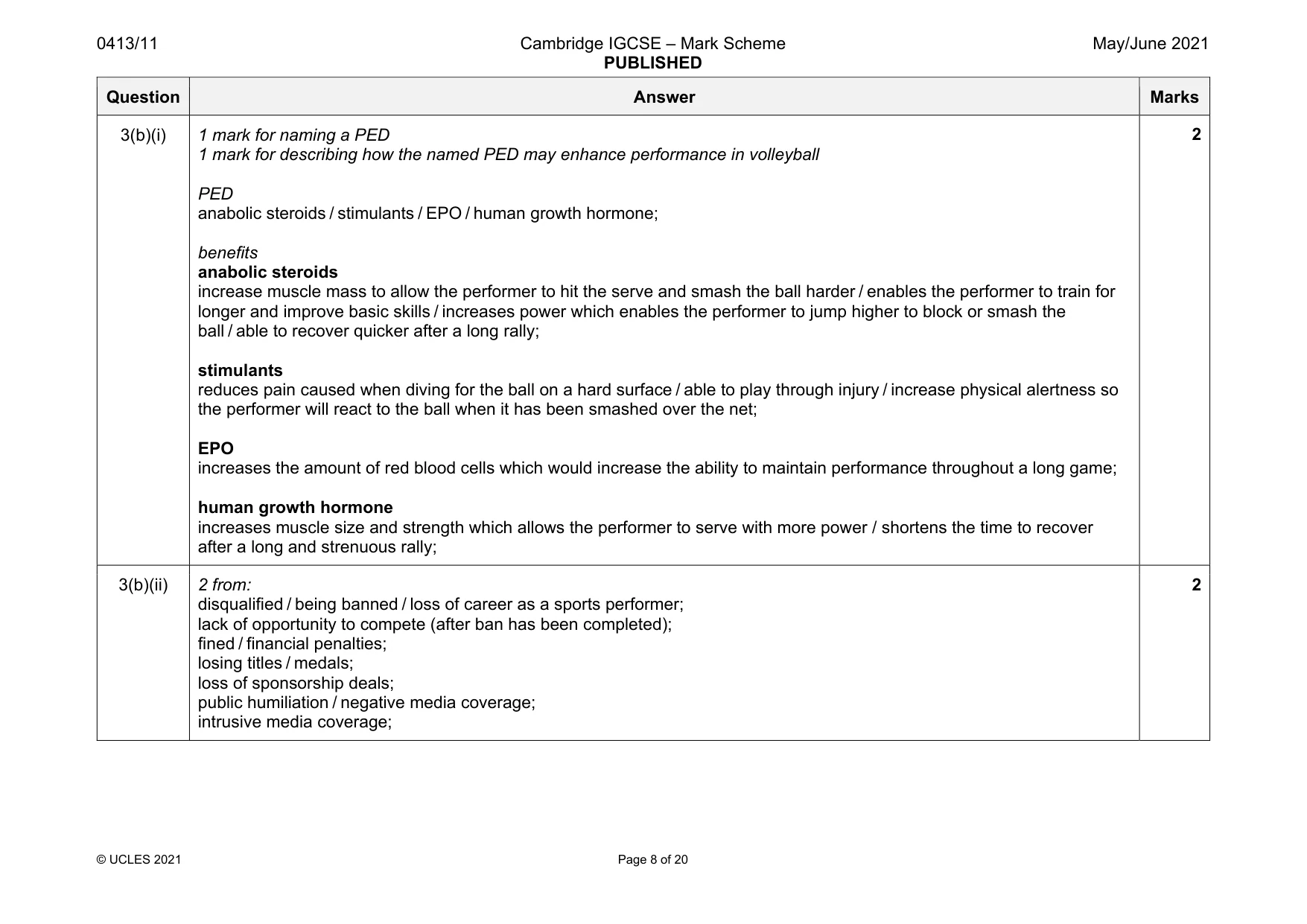 Mark scheme, page 8 of 20