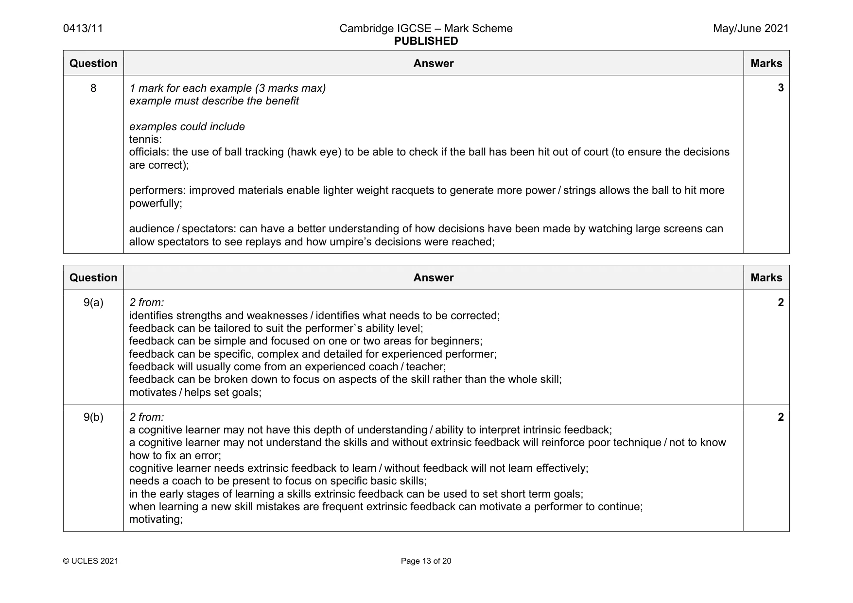 Mark scheme, page 13 of 20