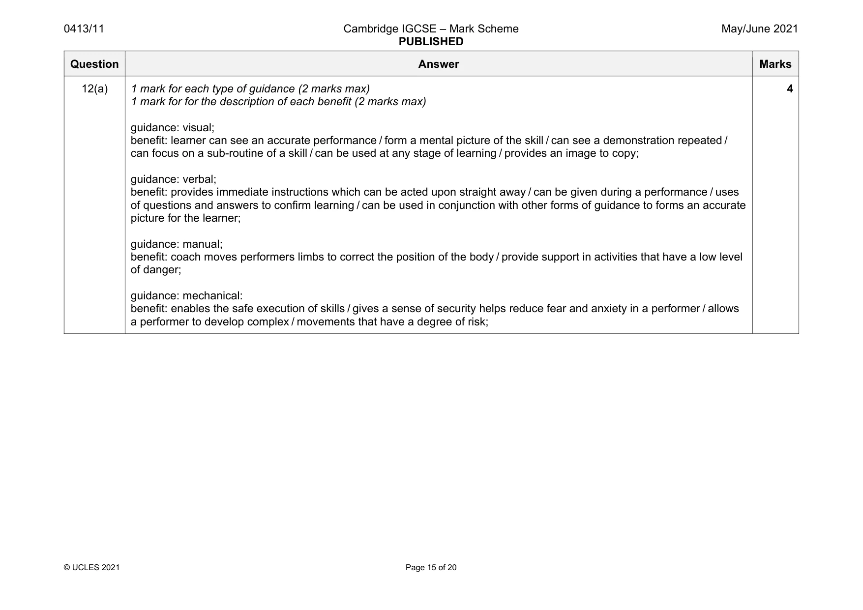 Mark scheme, page 15 of 20