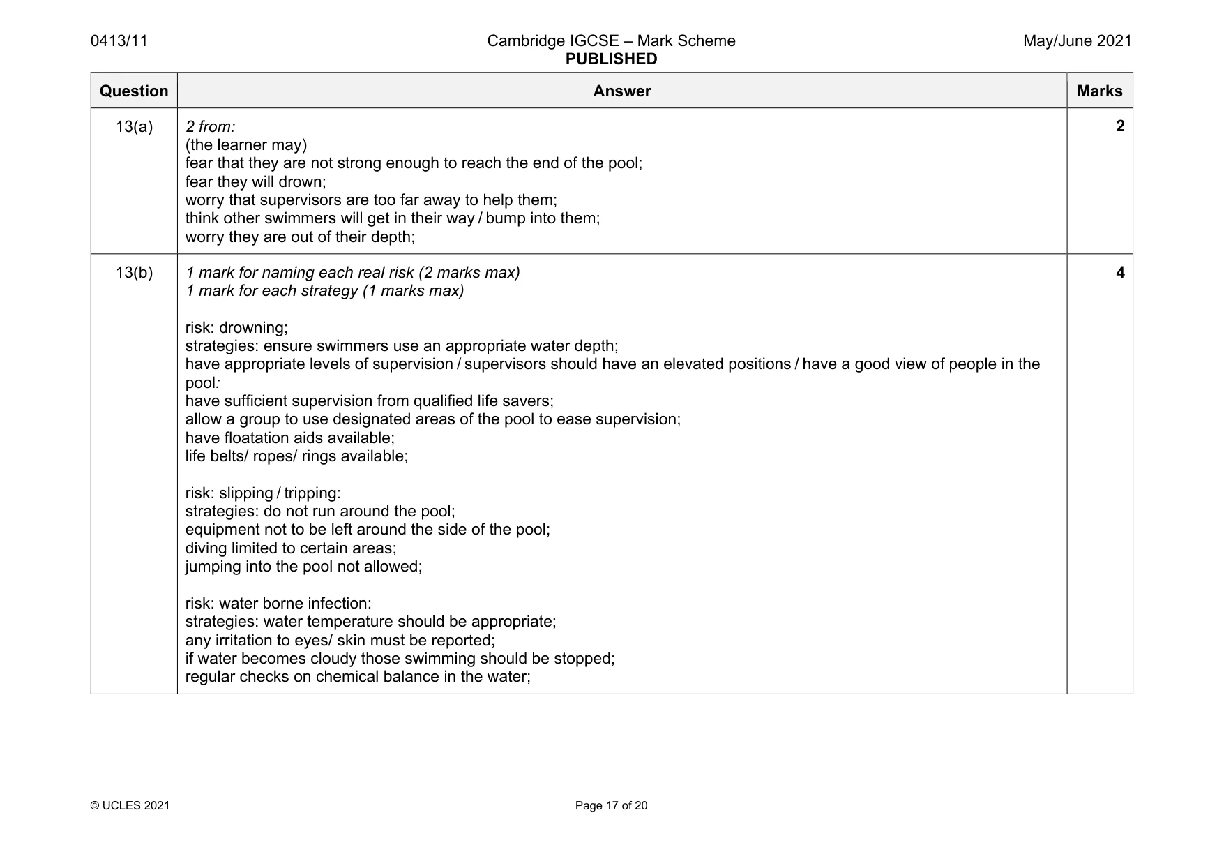 Mark scheme, page 17 of 20
