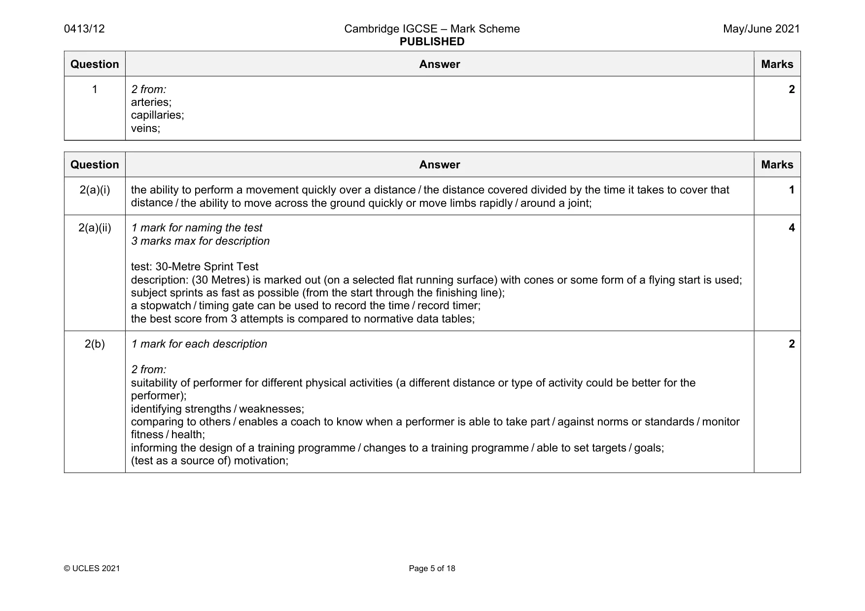 Mark scheme, page 5 of 18