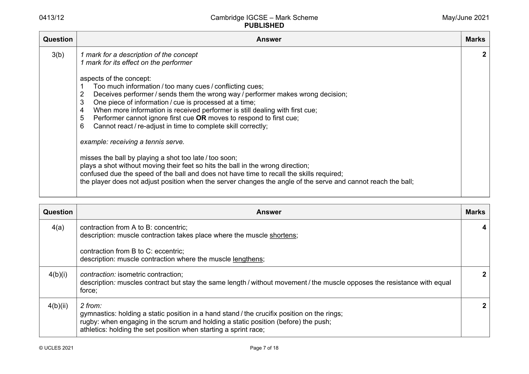 Mark scheme, page 7 of 18
