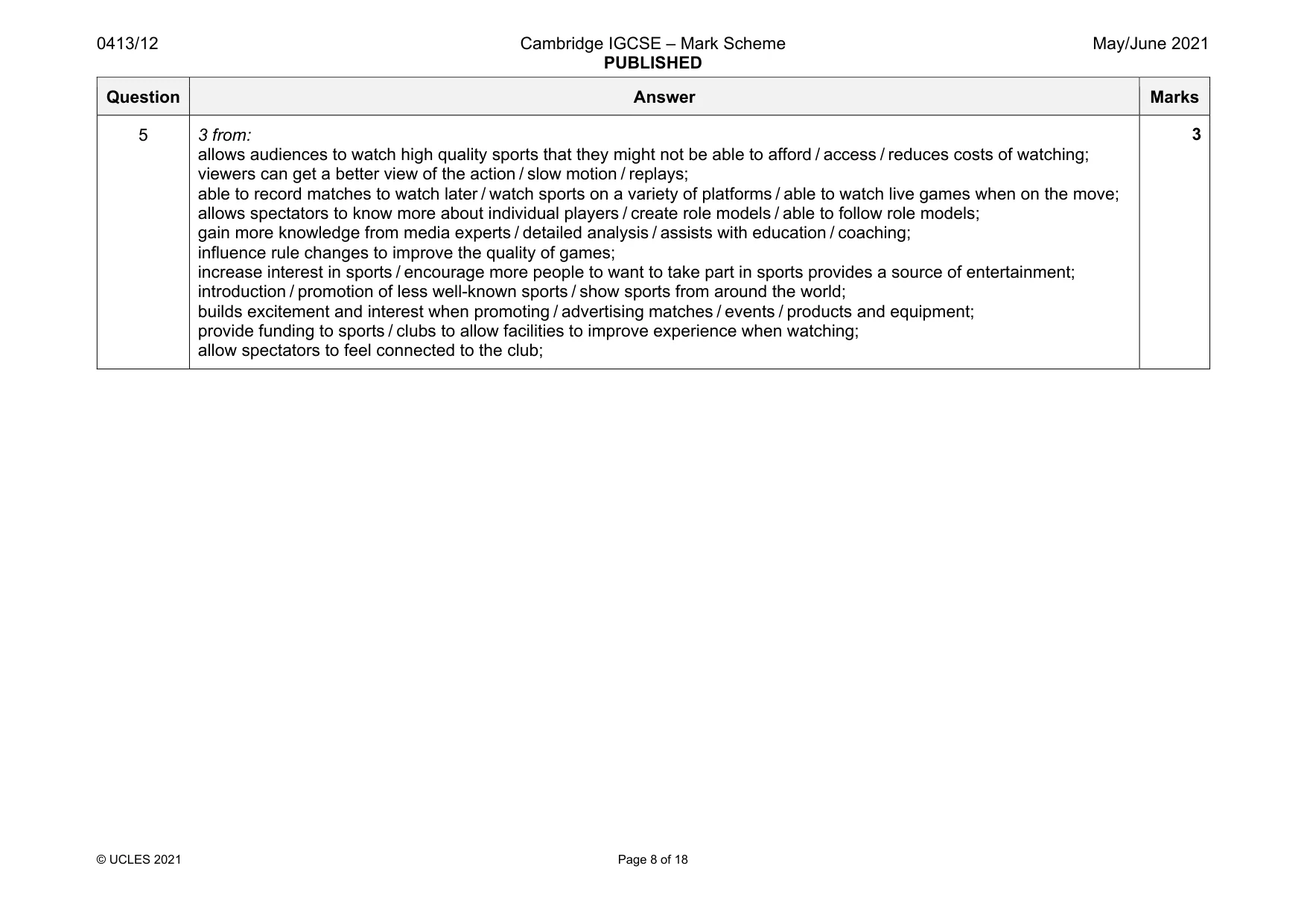 Mark scheme, page 8 of 18