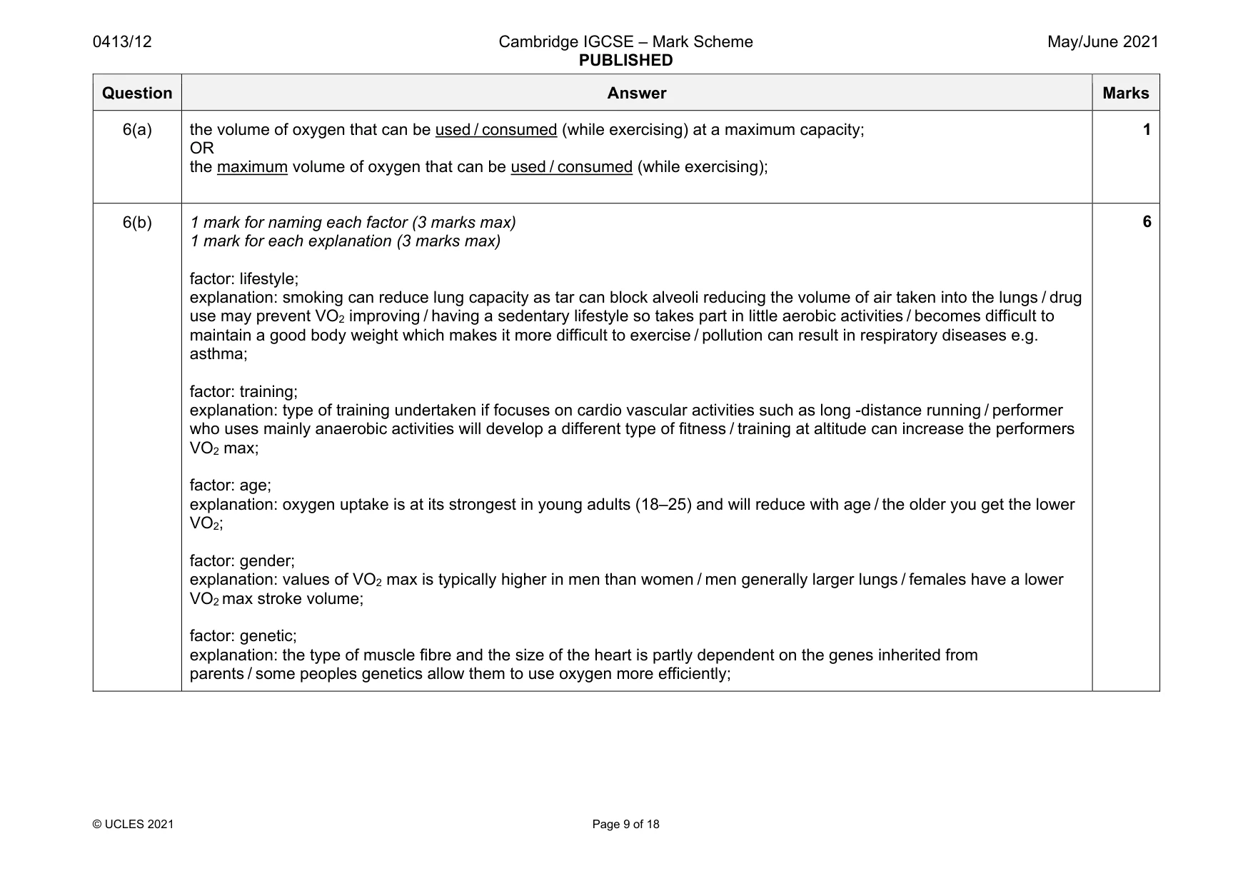 Mark scheme, page 9 of 18