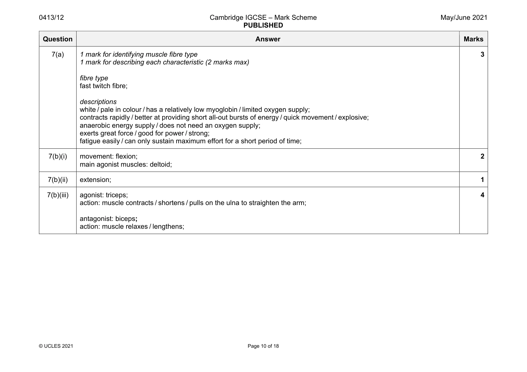 Mark scheme, page 10 of 18