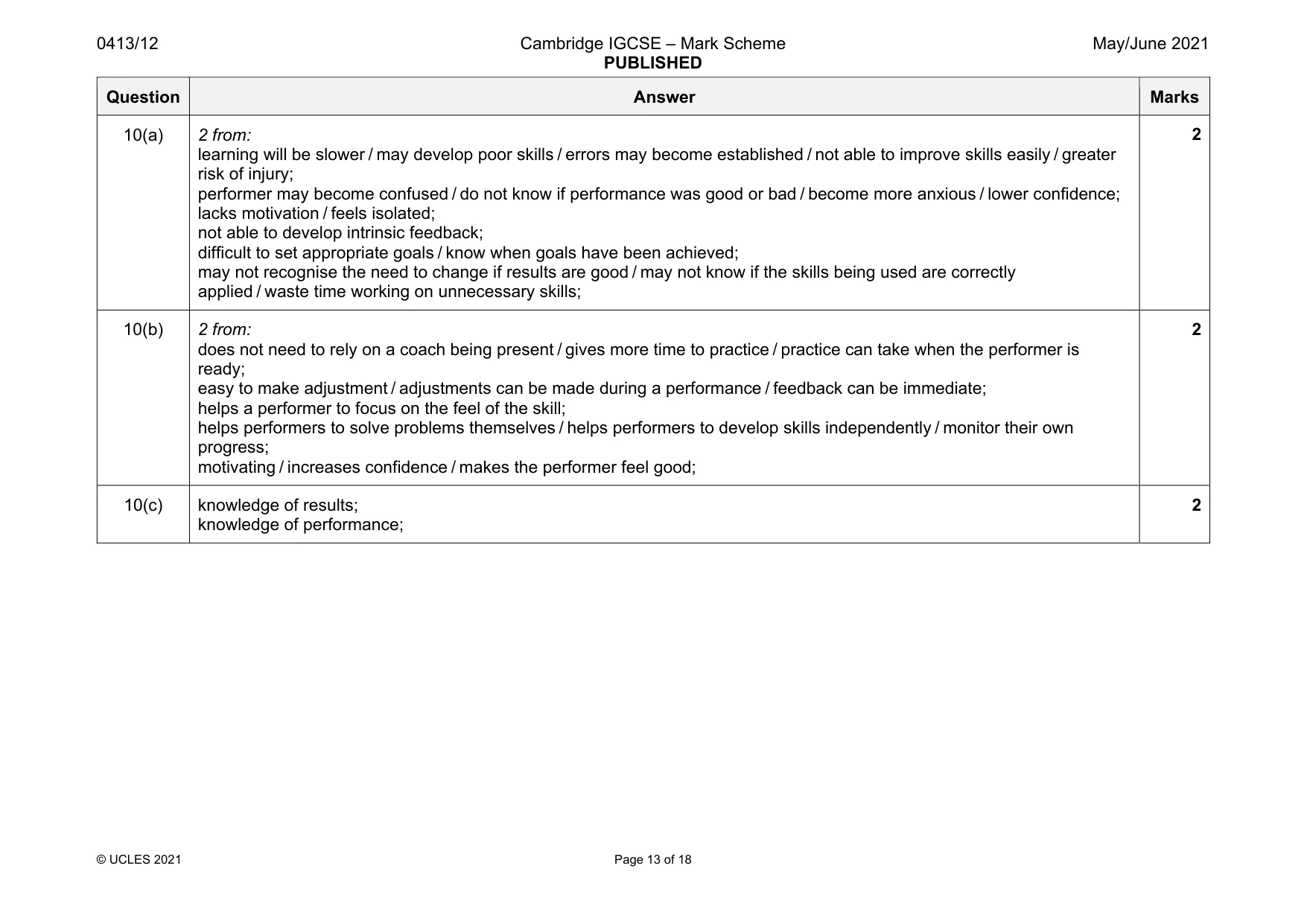 Mark scheme, page 13 of 18