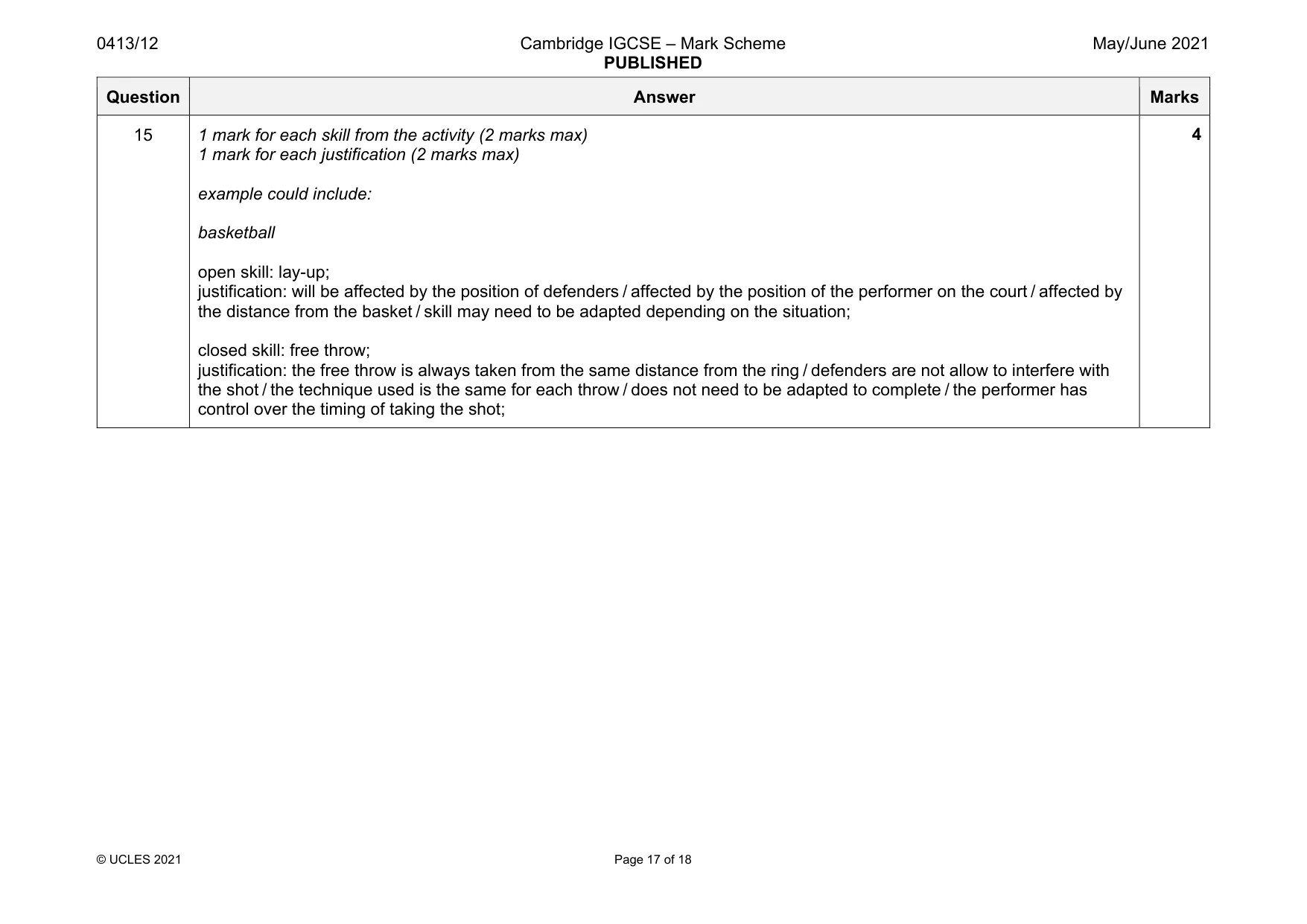 Mark scheme, page 17 of 18