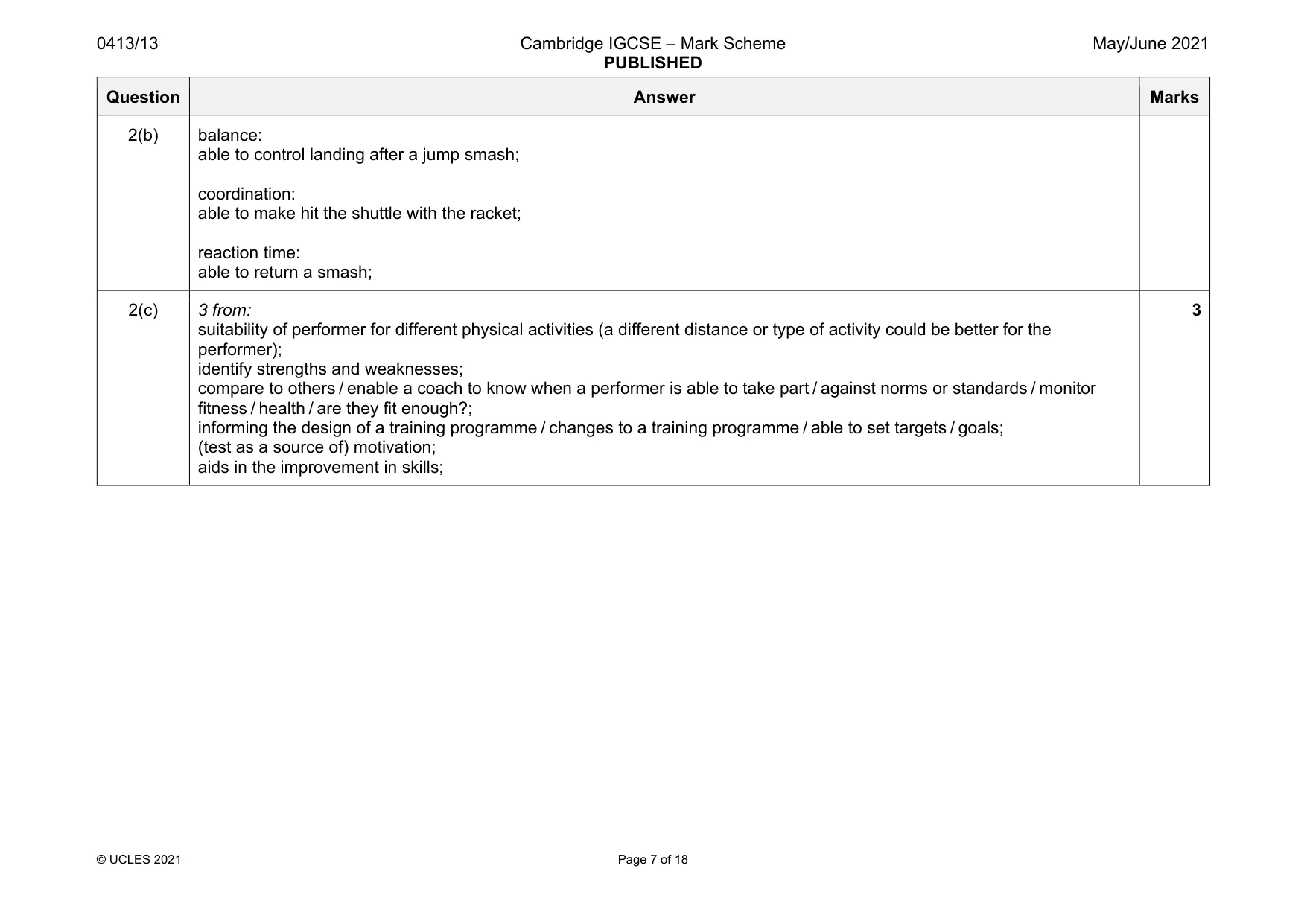 Mark scheme, page 7 of 18