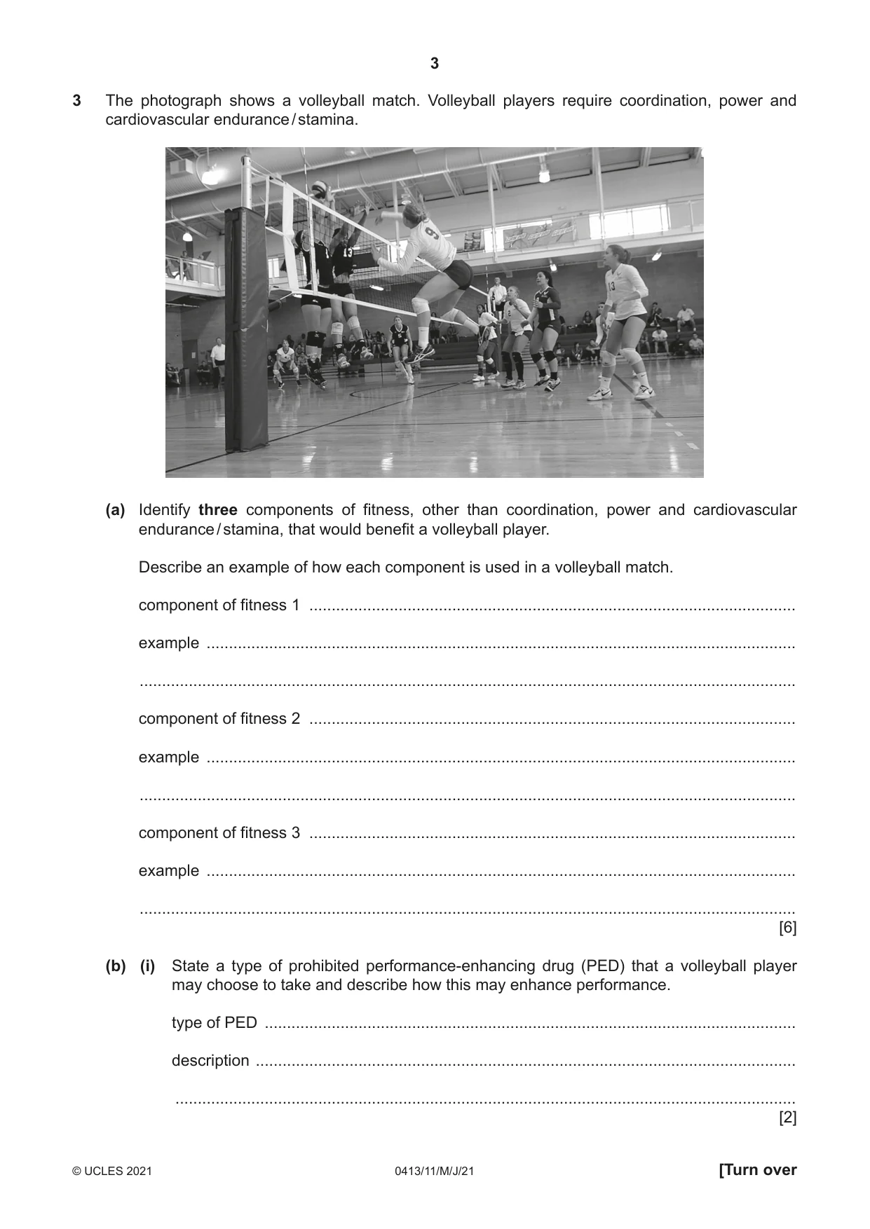 Cambridge IGCSE Physical Education 0413 2021 May/June Paper 1 · Variant 1 question paper, page 3 of 16