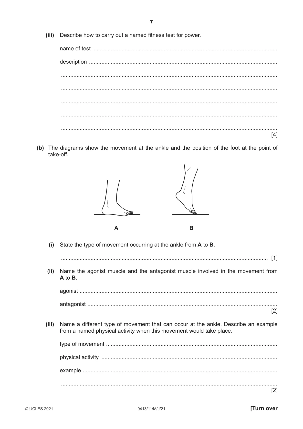 Cambridge IGCSE Physical Education 0413 2021 May/June Paper 1 · Variant 1 question paper, page 7 of 16