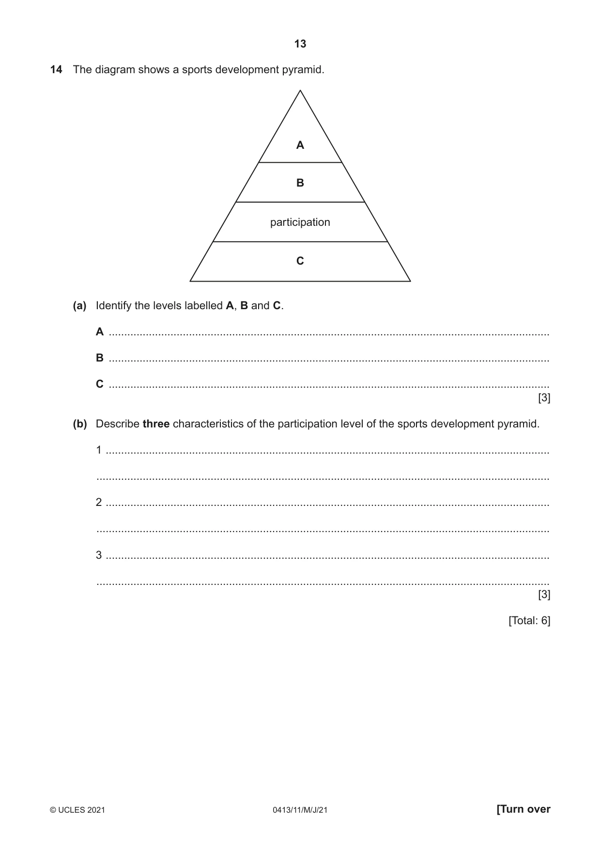 Cambridge IGCSE Physical Education 0413 2021 May/June Paper 1 · Variant 1 question paper, page 13 of 16
