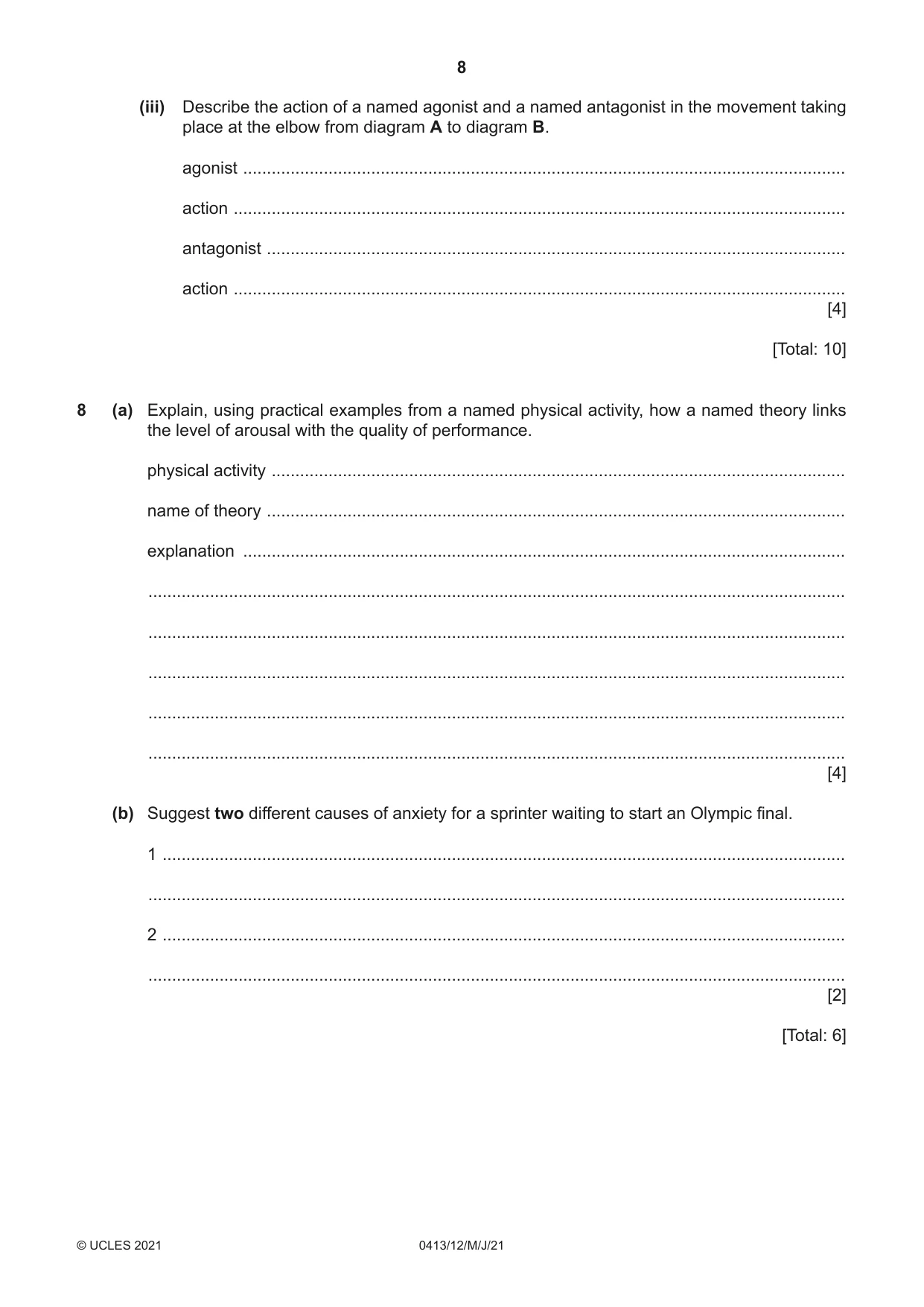 Cambridge IGCSE Physical Education 0413 2021 May/June Paper 1 · Variant 2 question paper, page 8 of 16