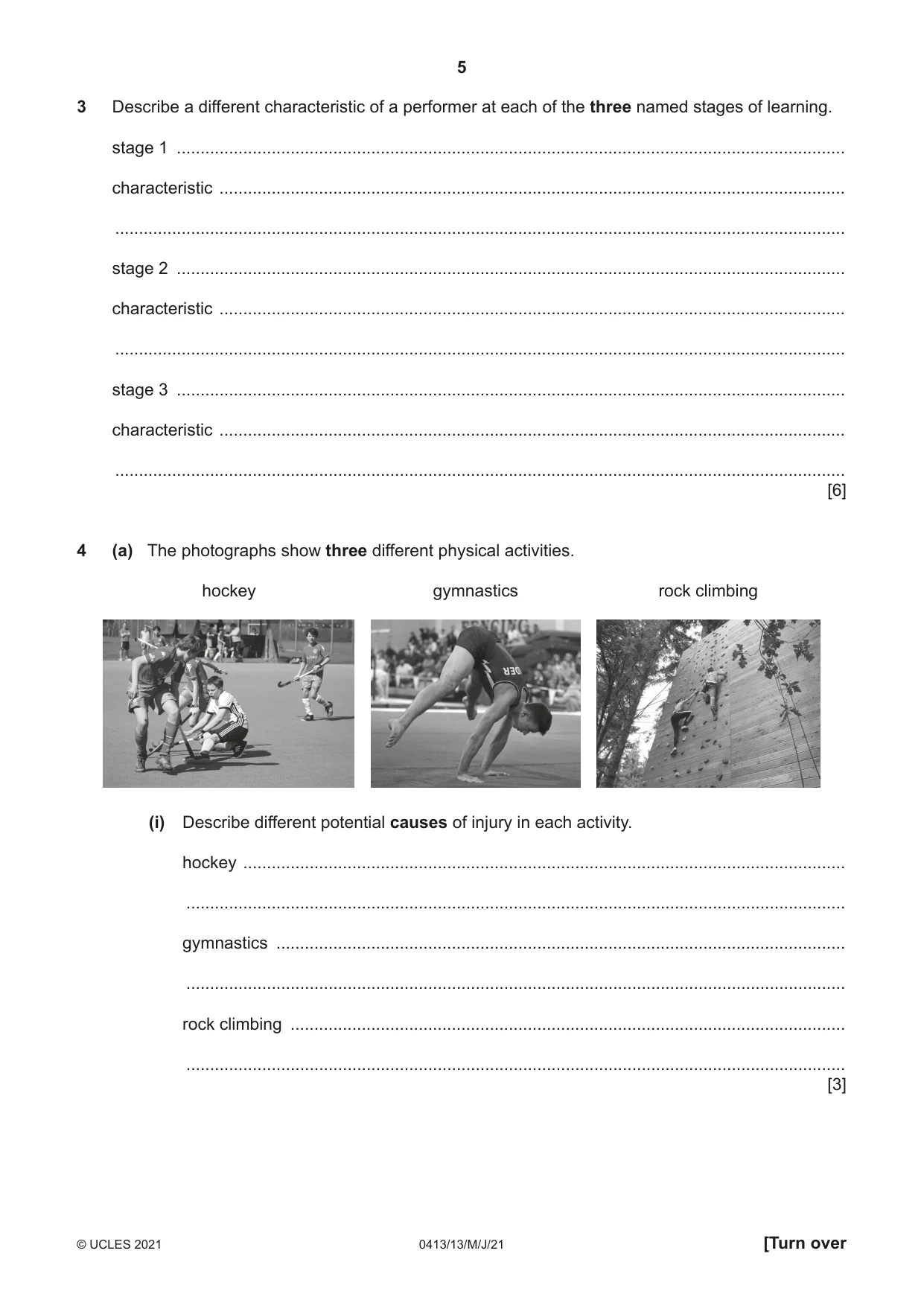Cambridge IGCSE Physical Education 0413 2021 May/June Paper 1 · Variant 3 question paper, page 5 of 16