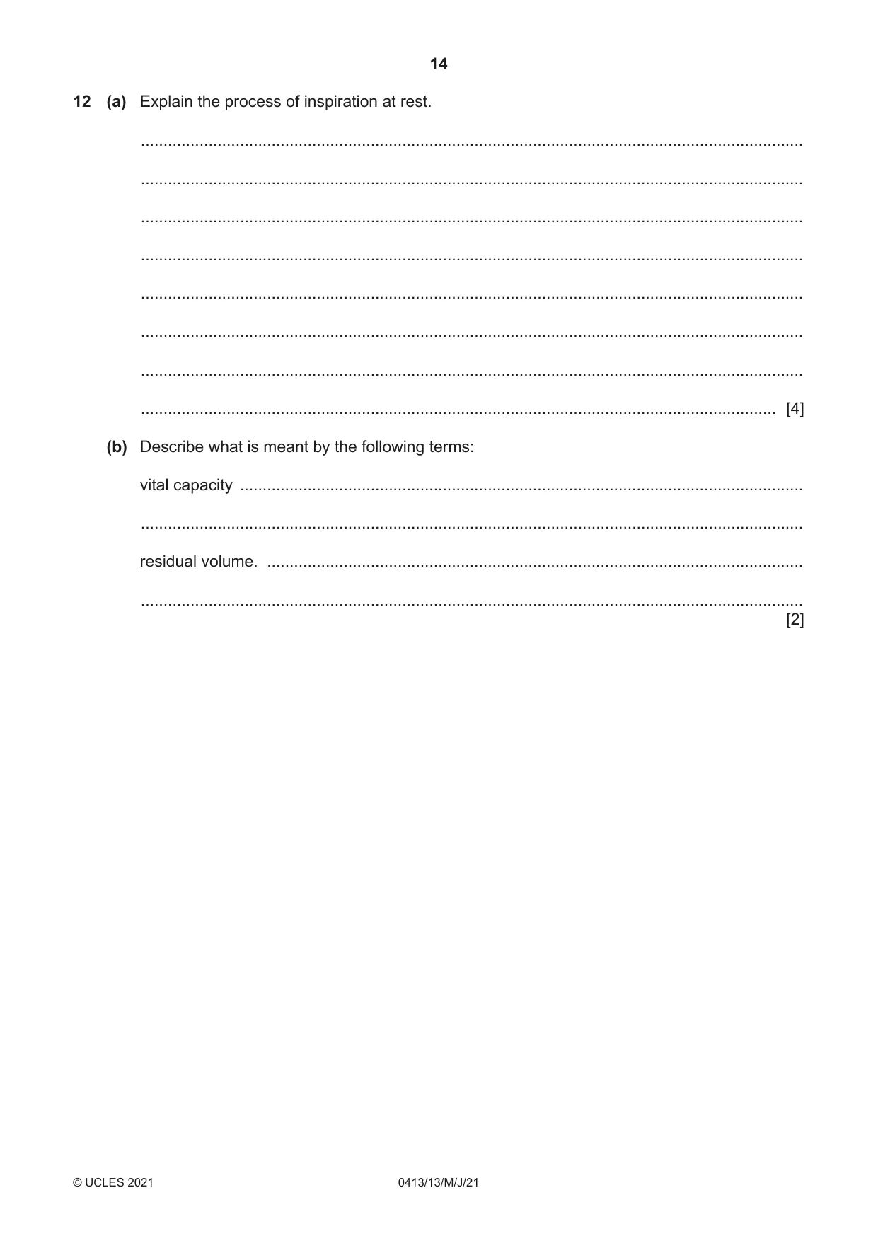 Cambridge IGCSE Physical Education 0413 2021 May/June Paper 1 · Variant 3 question paper, page 14 of 16