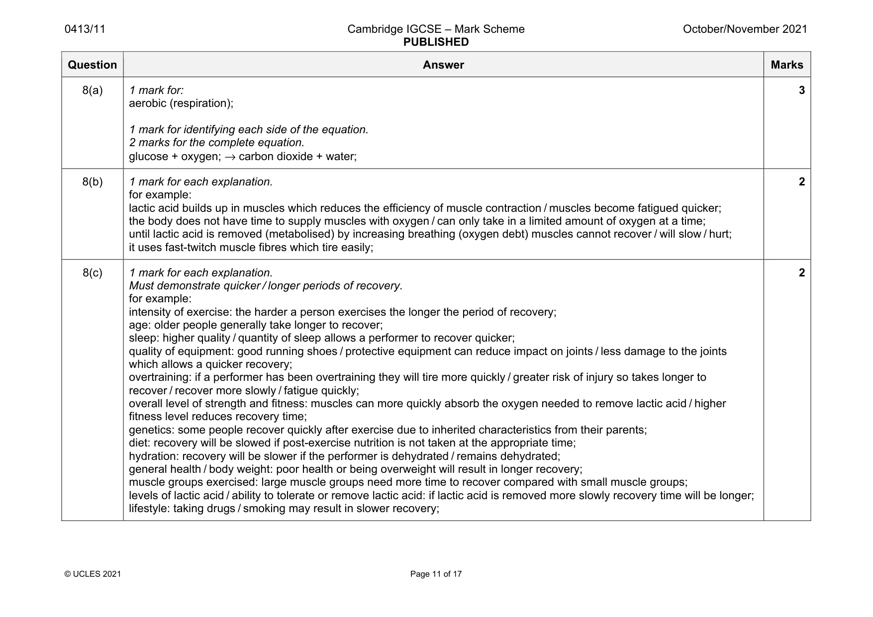Mark scheme, page 11 of 17