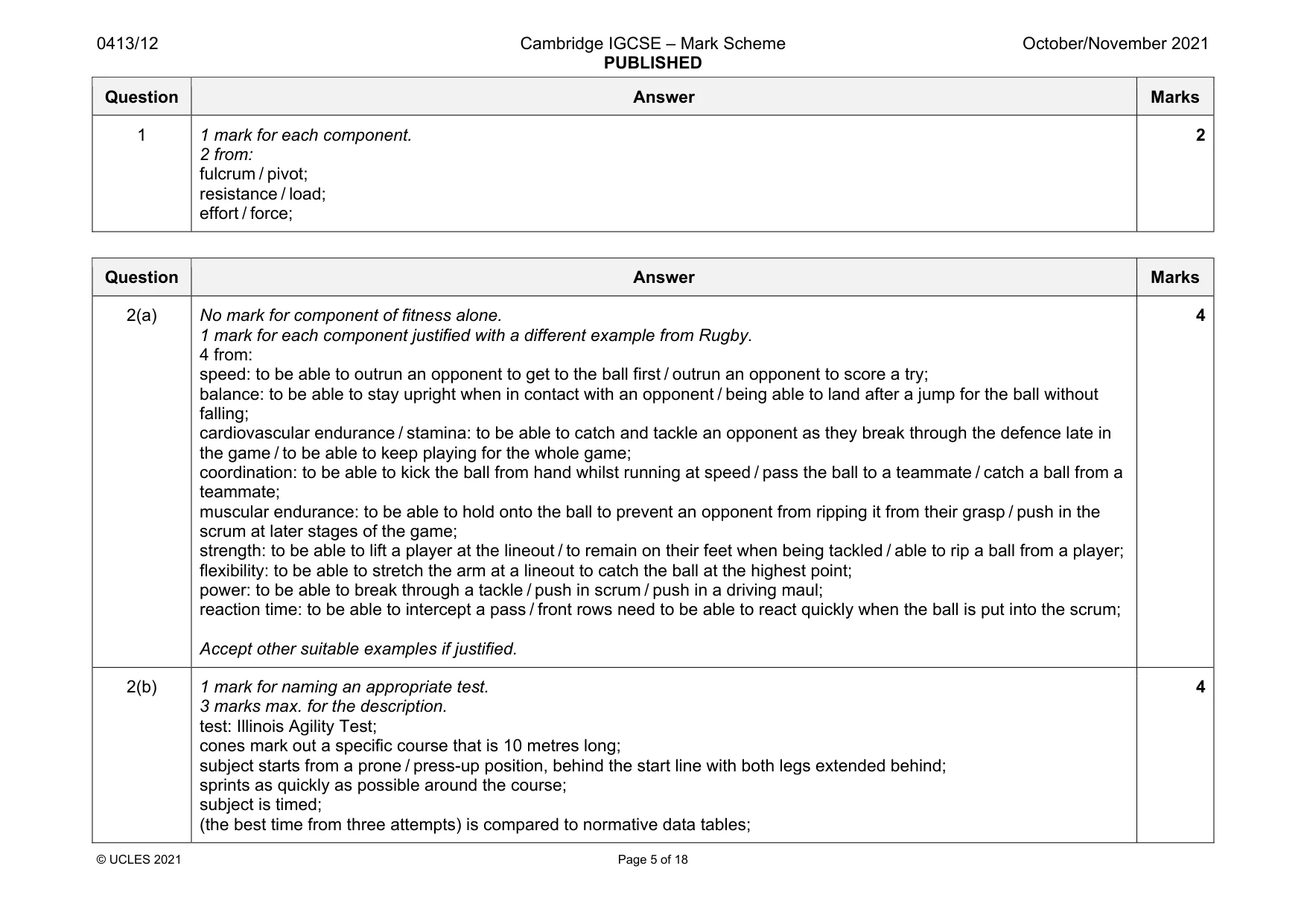 Mark scheme, page 5 of 18
