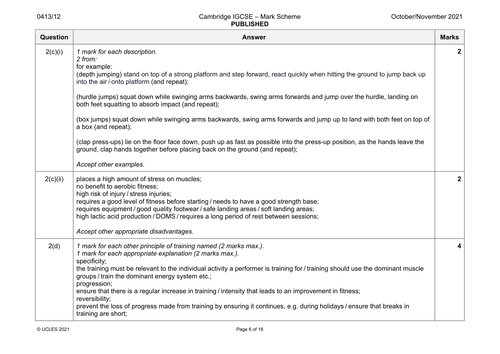 Mark scheme, page 6 of 18