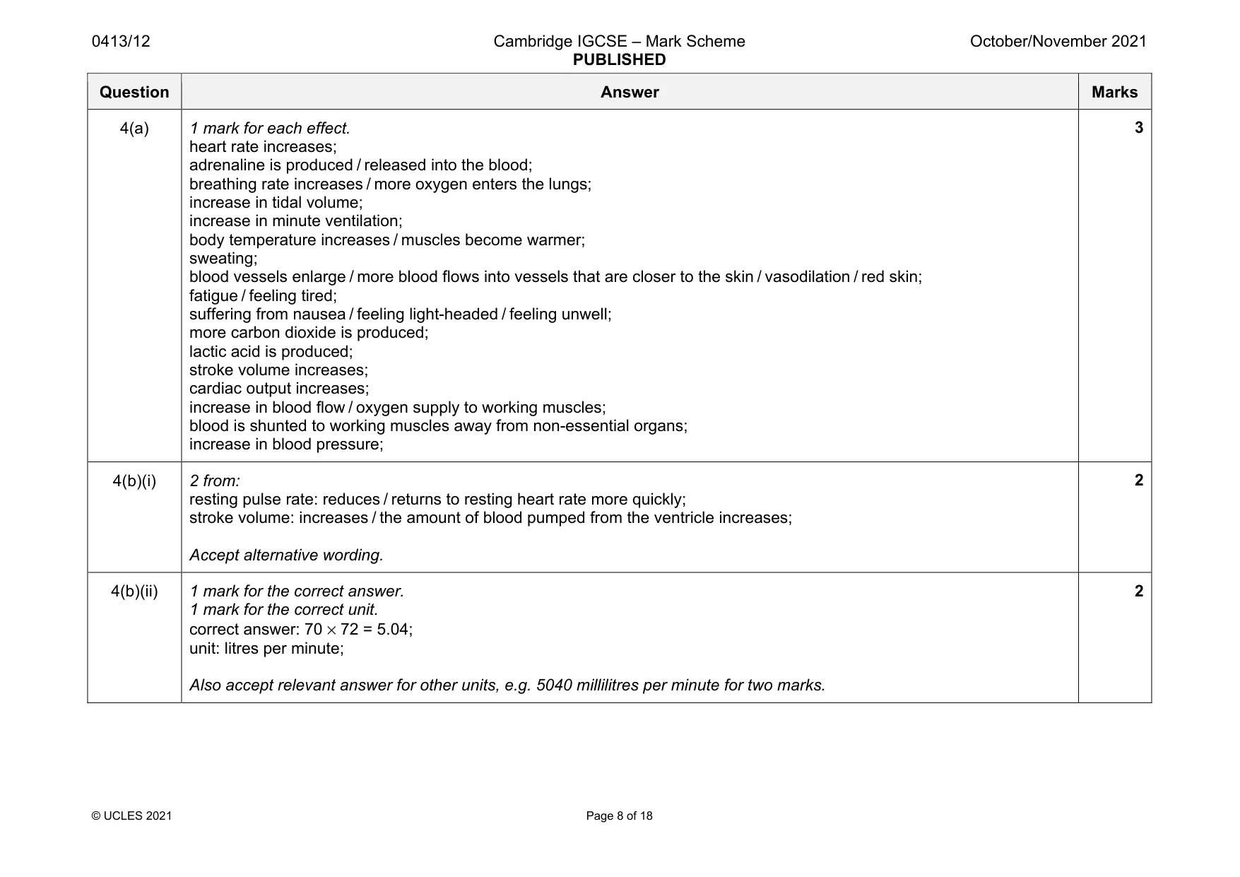 Mark scheme, page 8 of 18