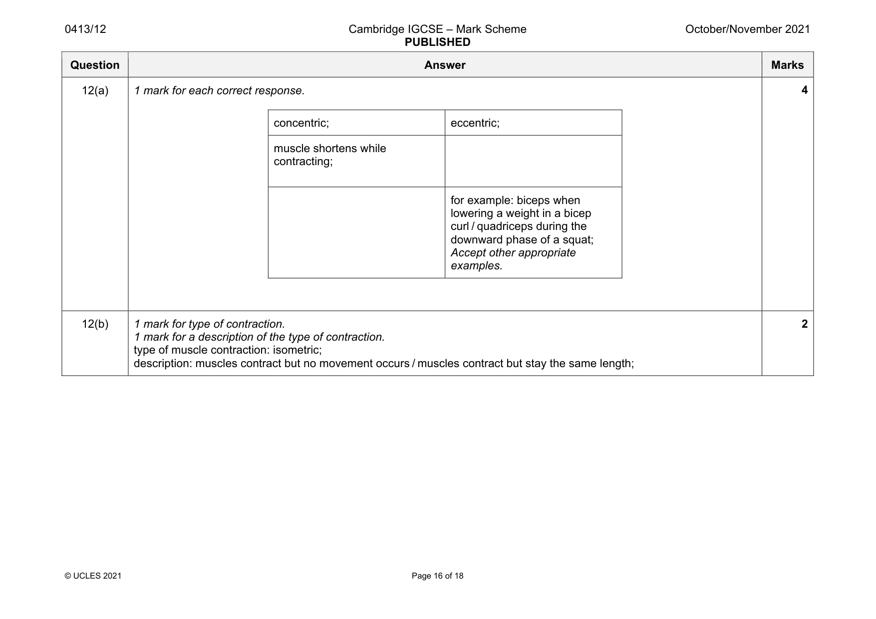 Mark scheme, page 16 of 18