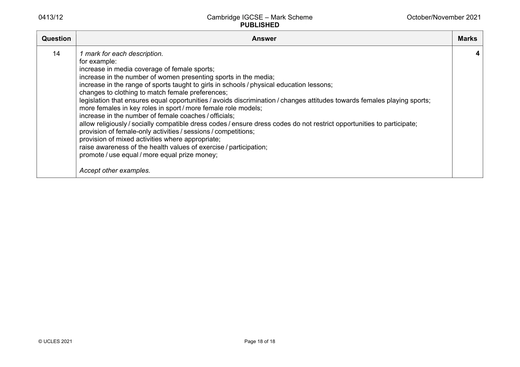 Mark scheme, page 18 of 18