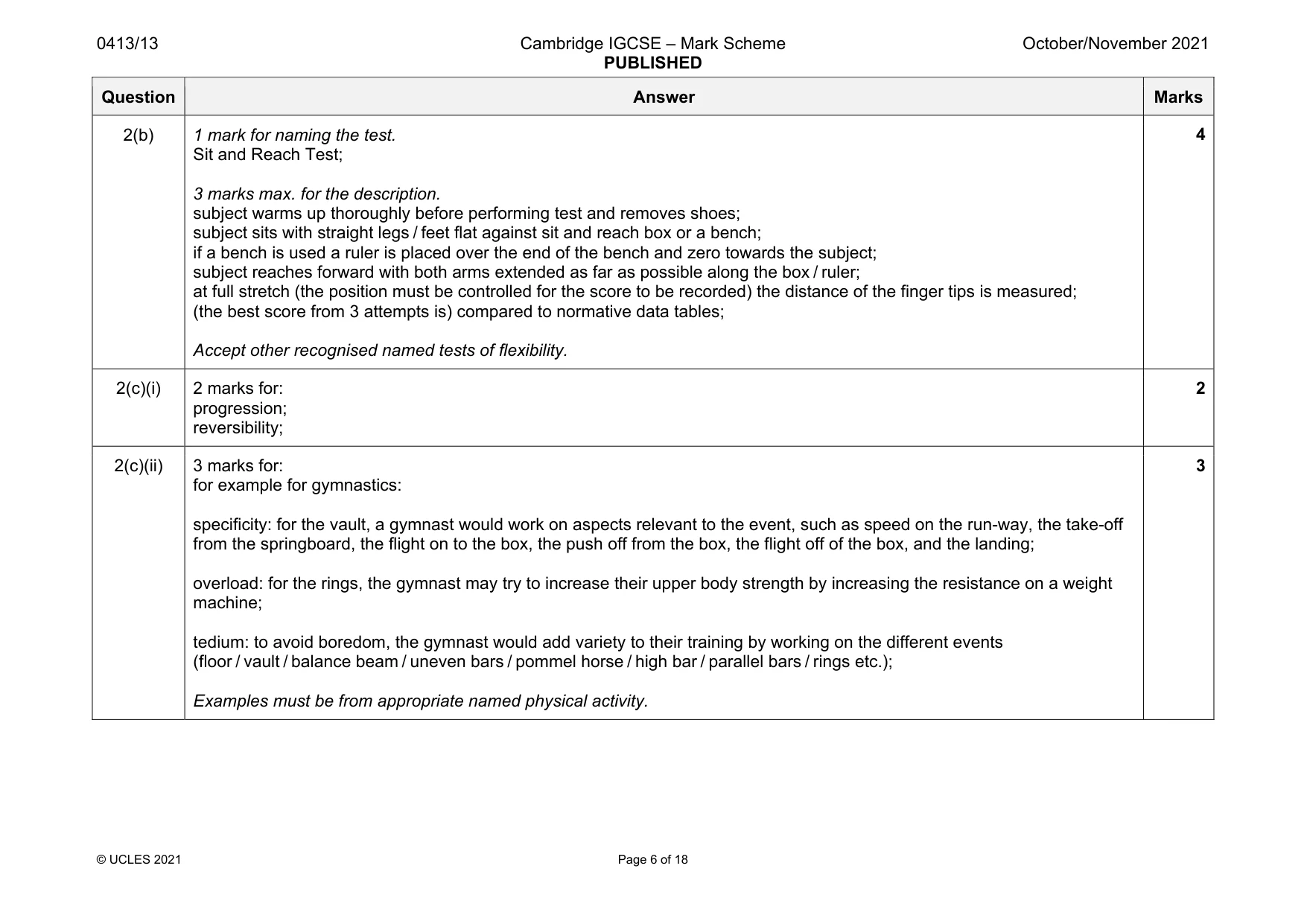 Mark scheme, page 6 of 18