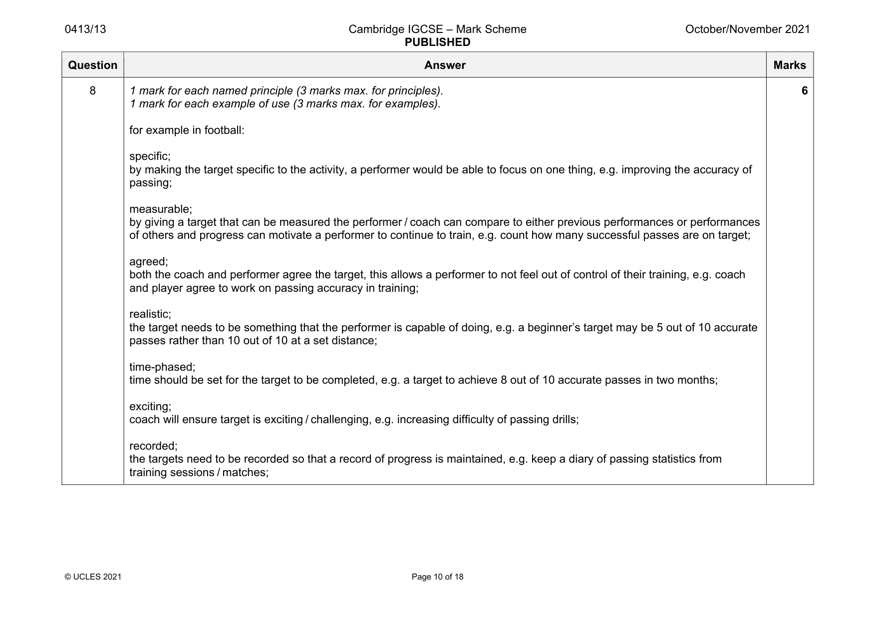 Mark scheme, page 10 of 18