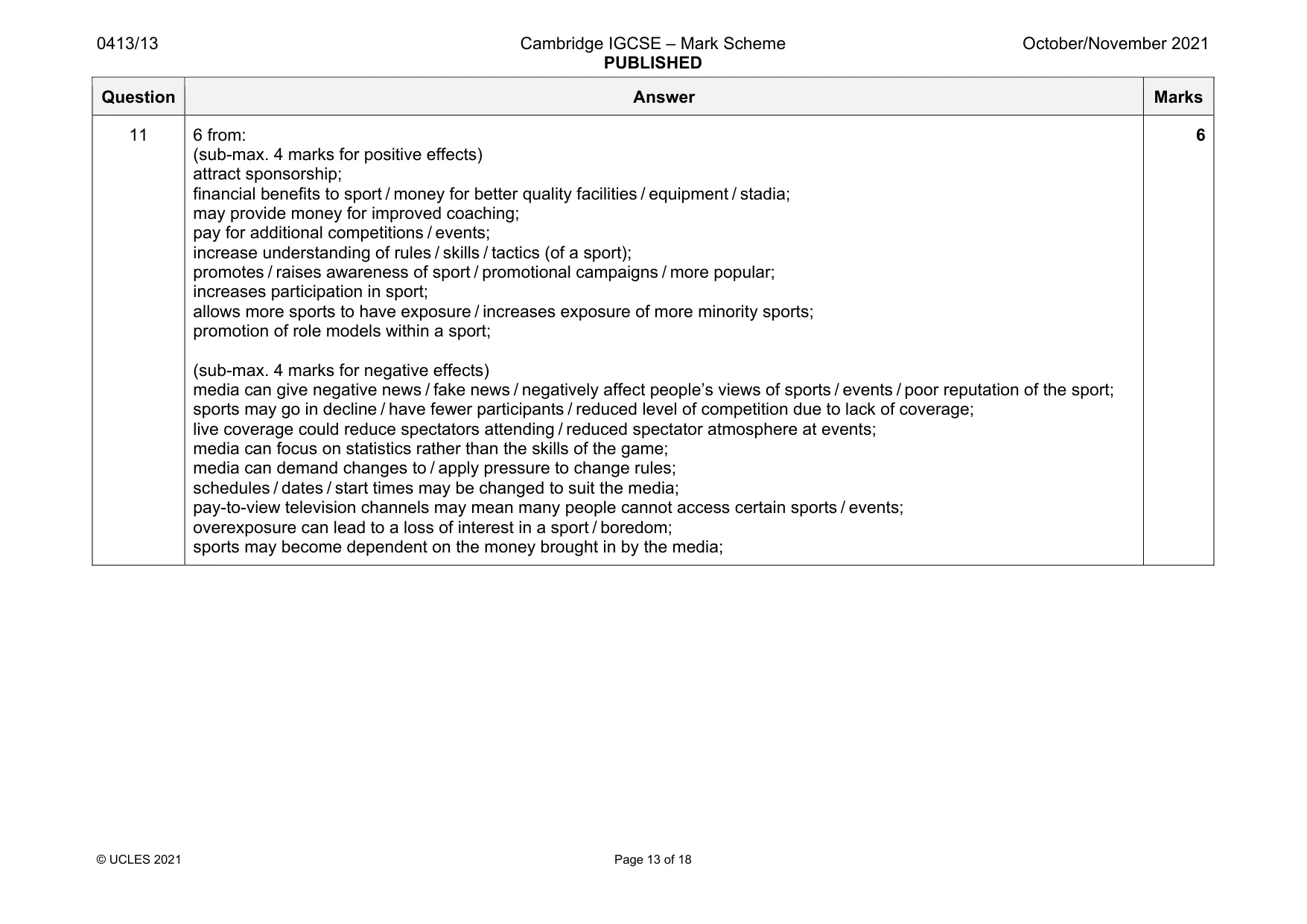 Mark scheme, page 13 of 18