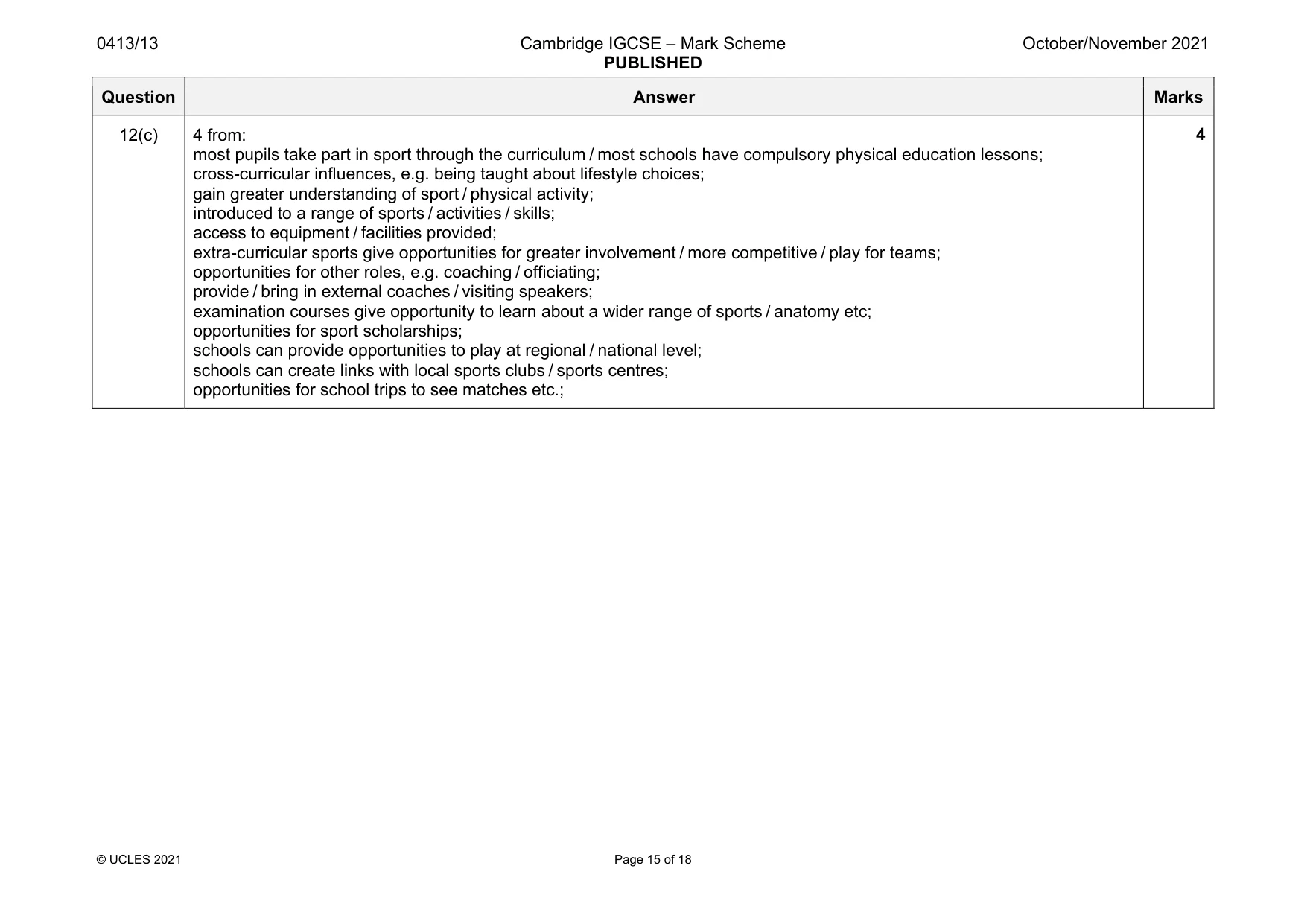 Mark scheme, page 15 of 18