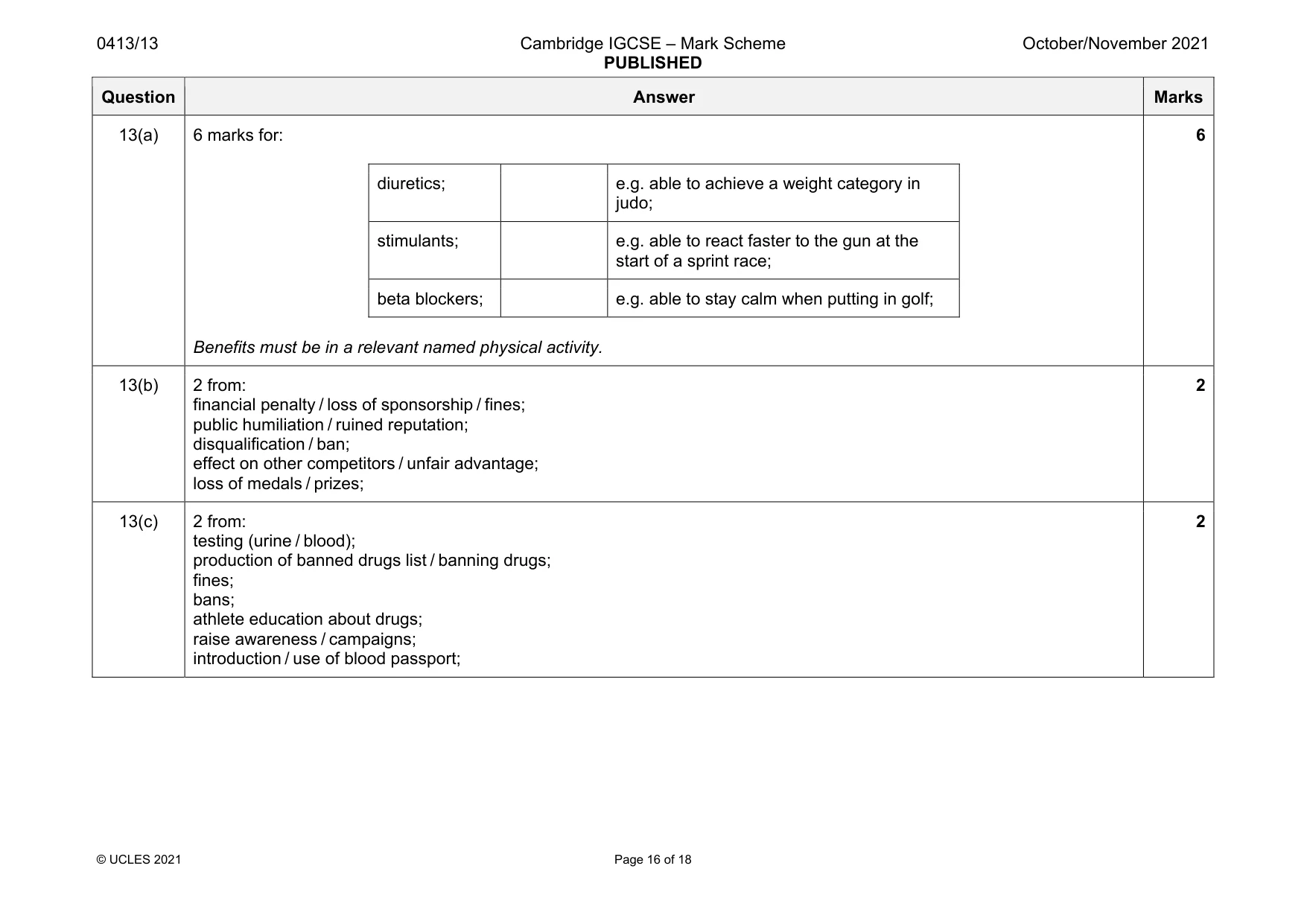 Mark scheme, page 16 of 18