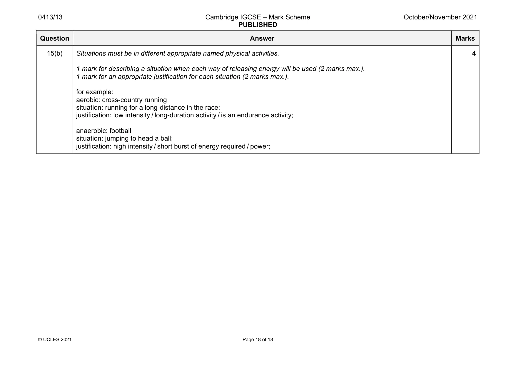 Mark scheme, page 18 of 18