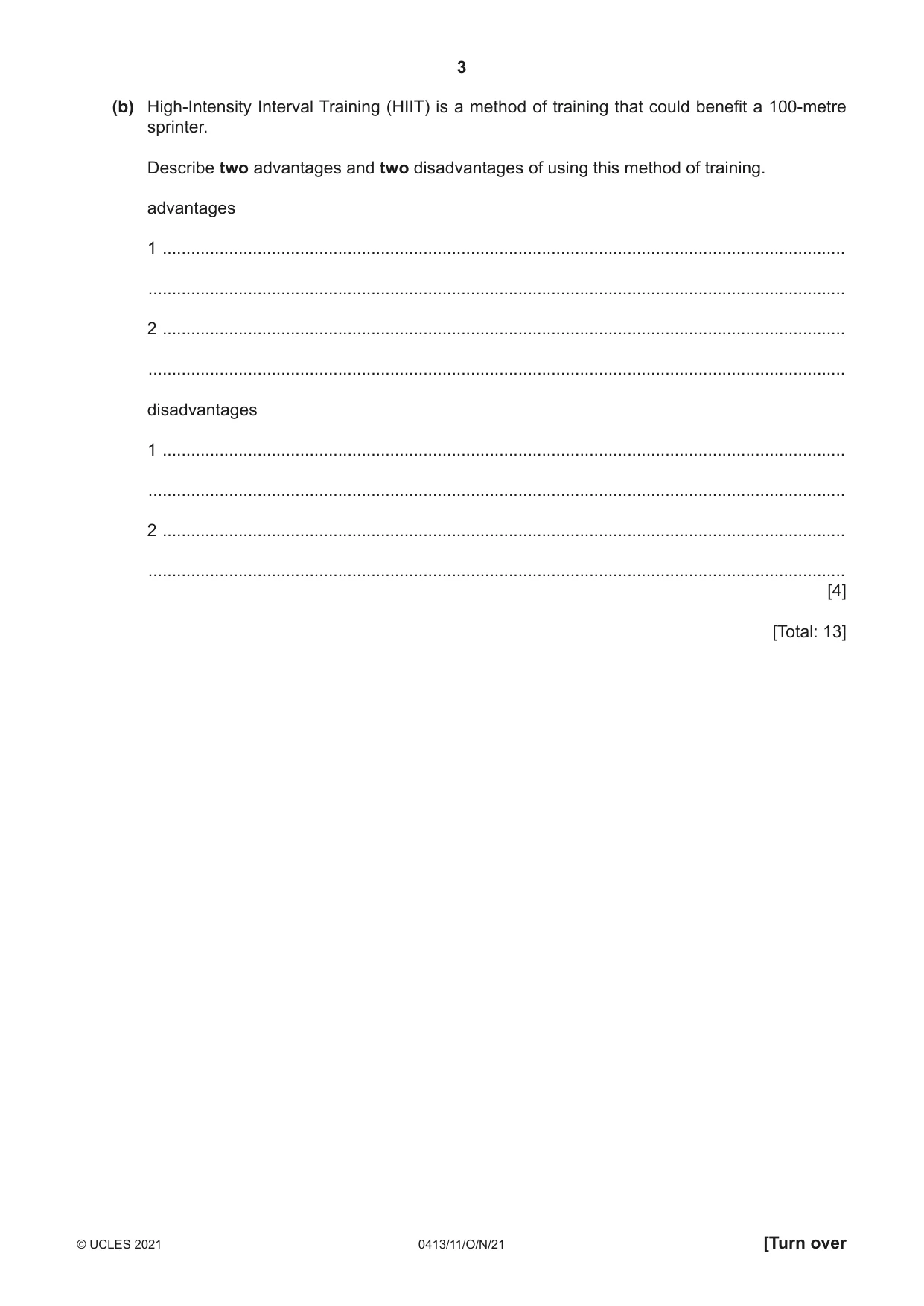 Cambridge IGCSE Physical Education 0413 2021 Oct/Nov Paper 1 · Variant 1 question paper, page 3 of 16