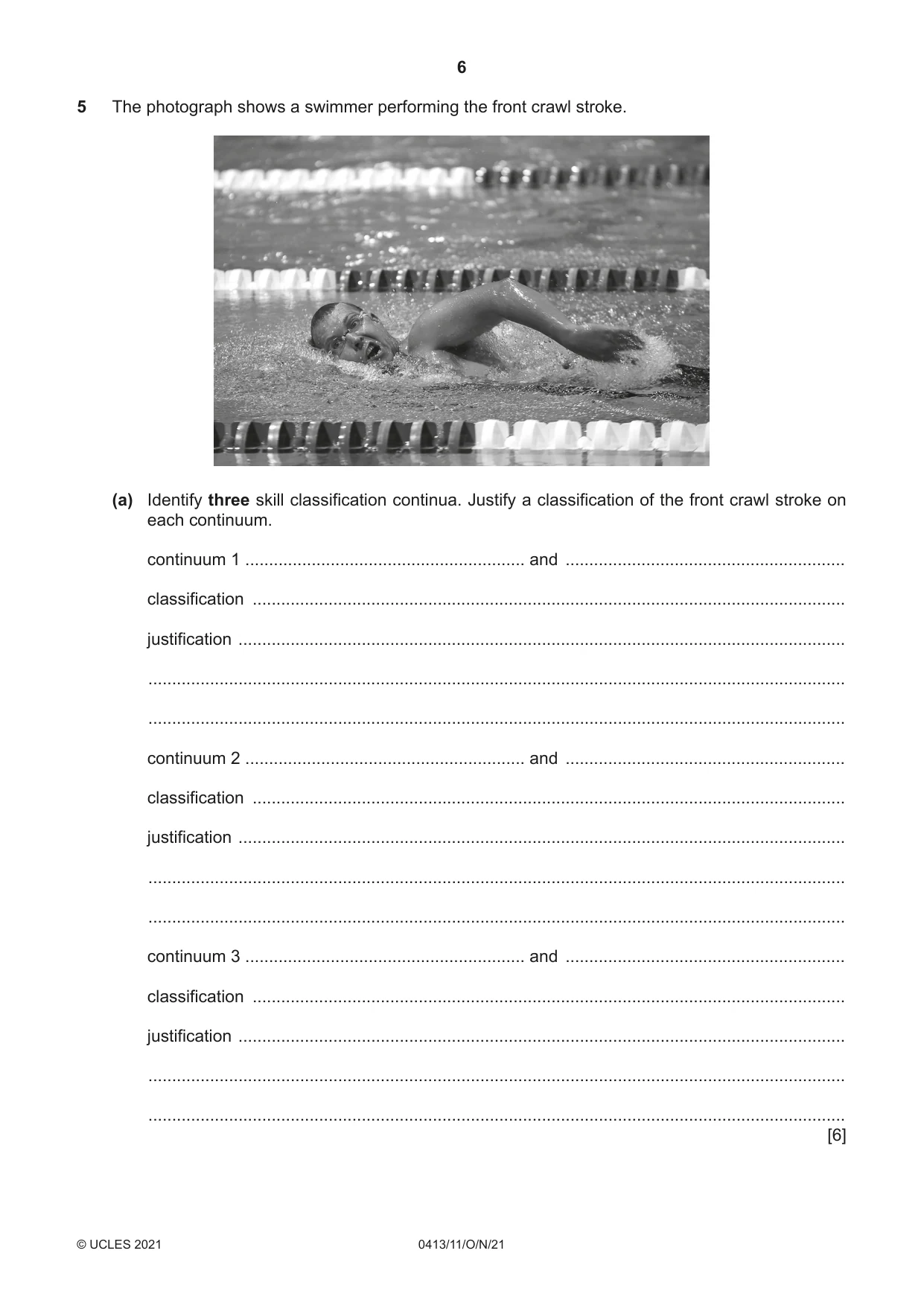 Cambridge IGCSE Physical Education 0413 2021 Oct/Nov Paper 1 · Variant 1 question paper, page 6 of 16