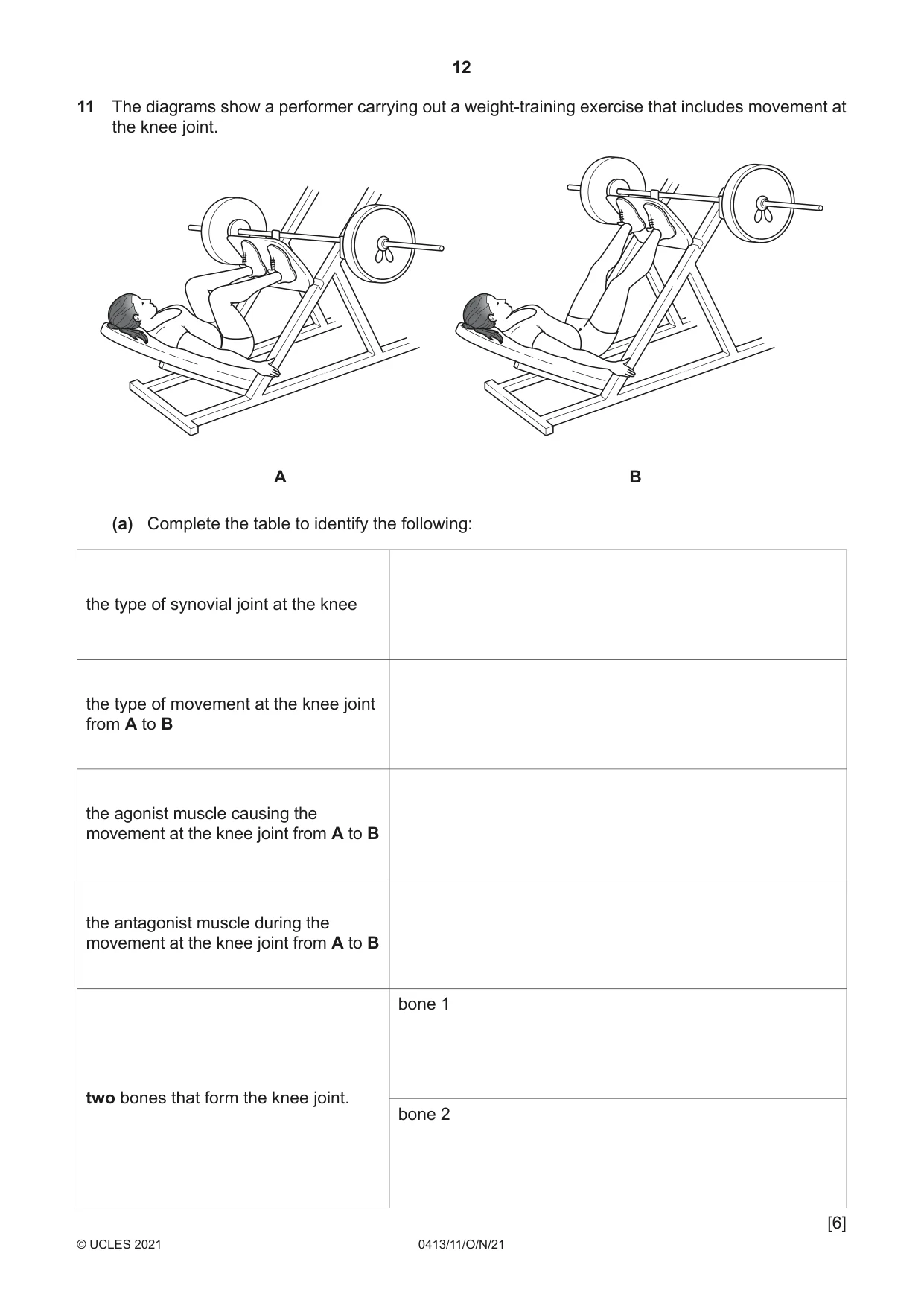 Cambridge IGCSE Physical Education 0413 2021 Oct/Nov Paper 1 · Variant 1 question paper, page 12 of 16