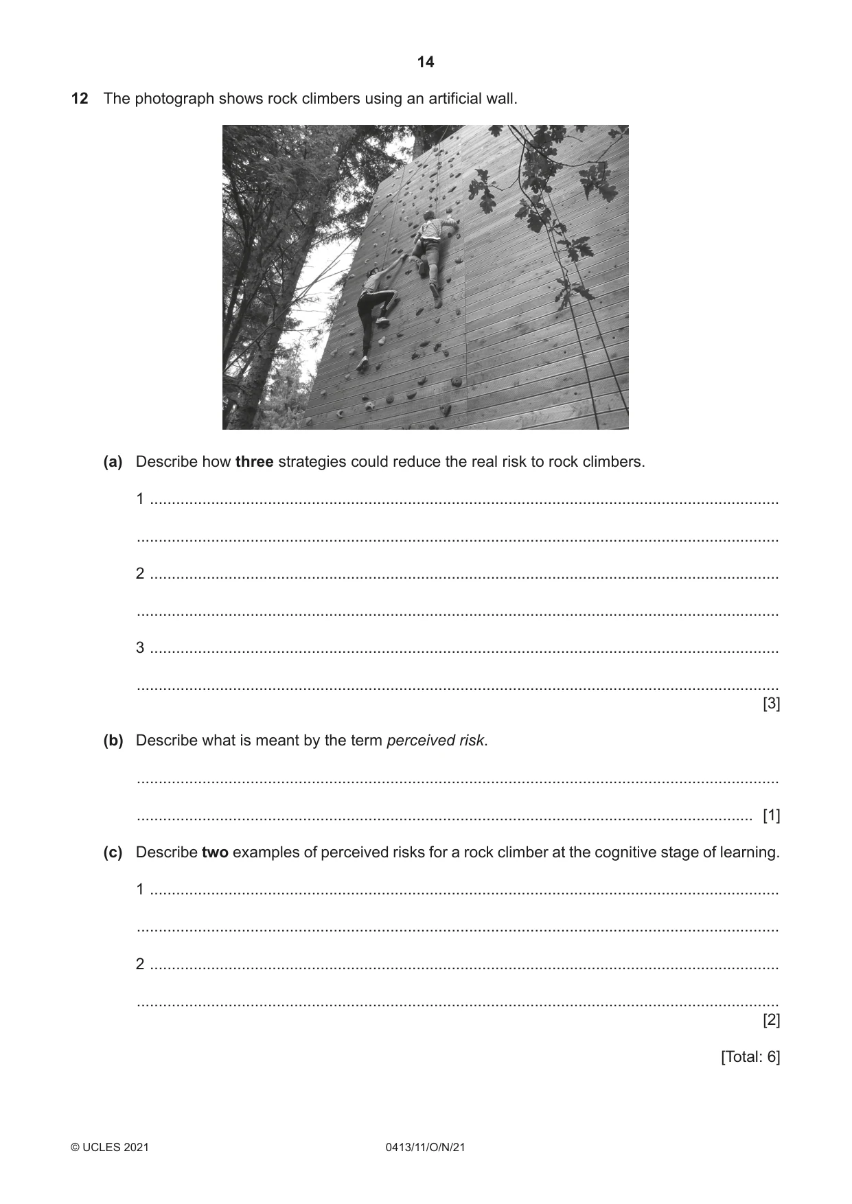 Cambridge IGCSE Physical Education 0413 2021 Oct/Nov Paper 1 · Variant 1 question paper, page 14 of 16