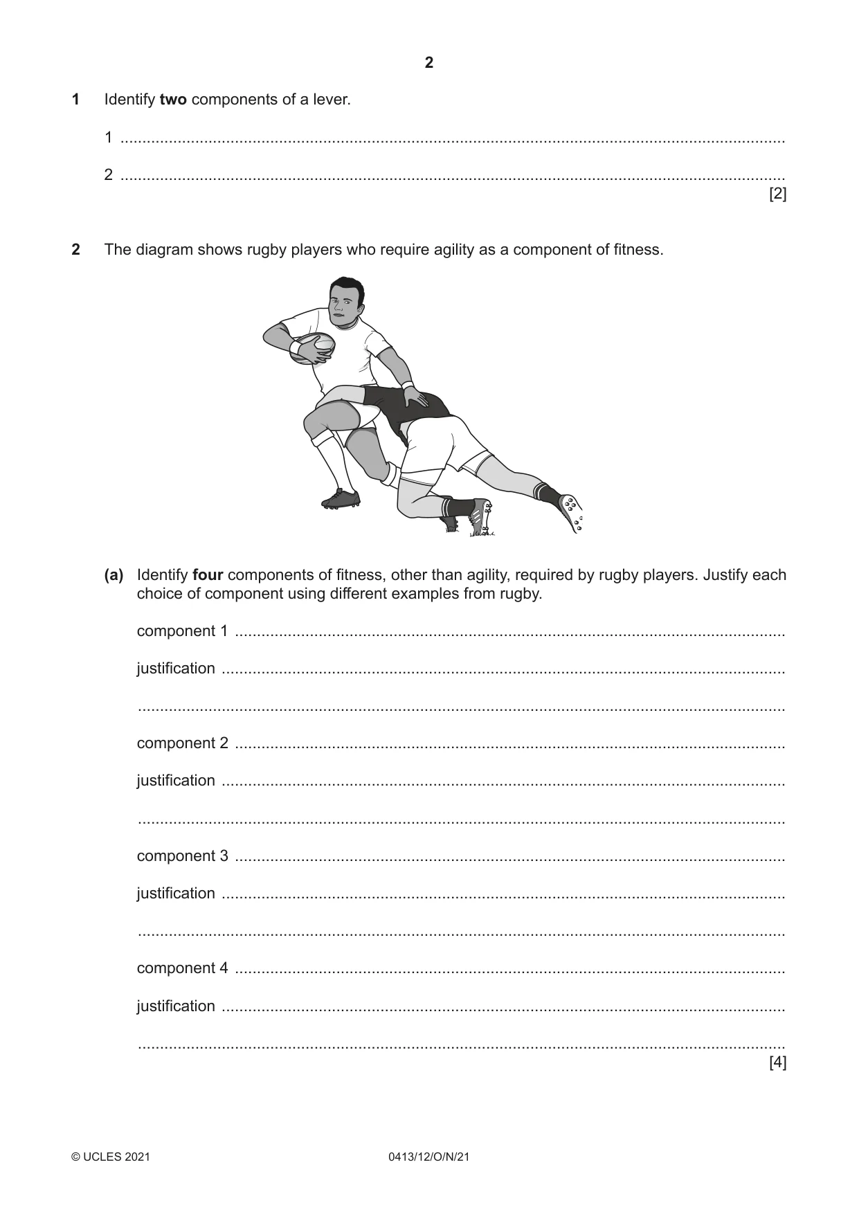 Cambridge IGCSE Physical Education 0413 2021 Oct/Nov Paper 1 · Variant 2 question paper, page 2 of 16