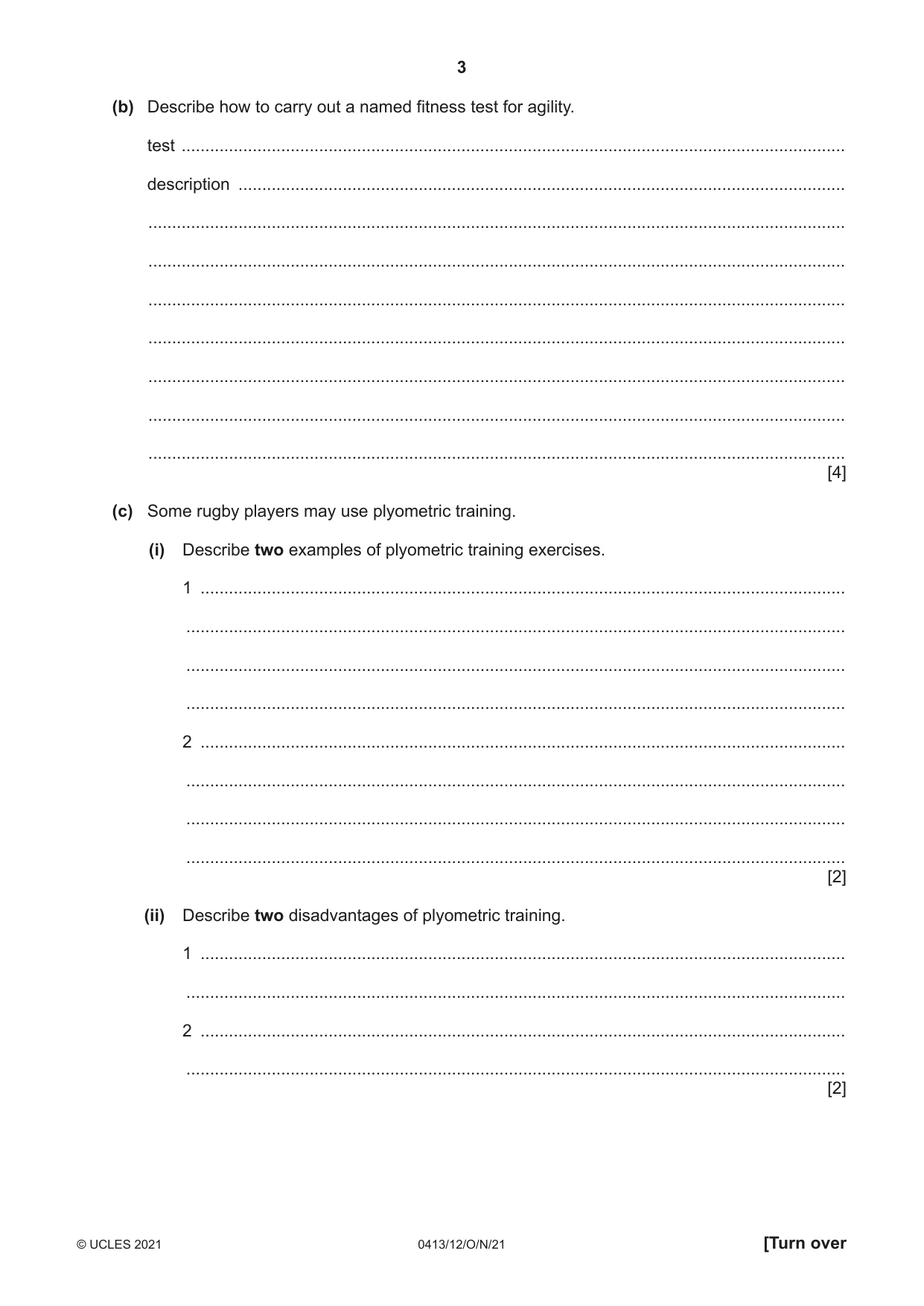 Cambridge IGCSE Physical Education 0413 2021 Oct/Nov Paper 1 · Variant 2 question paper, page 3 of 16