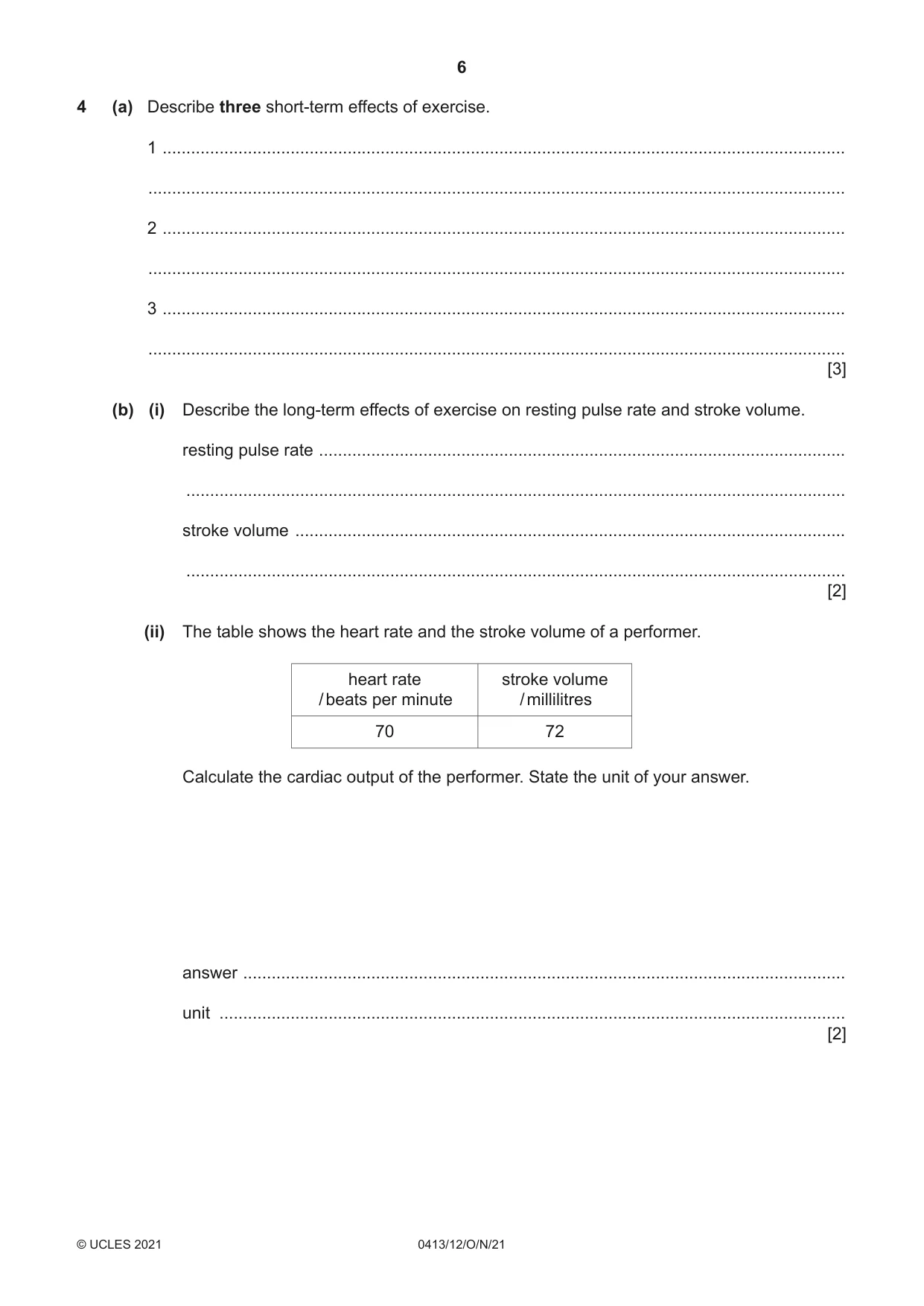 Cambridge IGCSE Physical Education 0413 2021 Oct/Nov Paper 1 · Variant 2 question paper, page 6 of 16