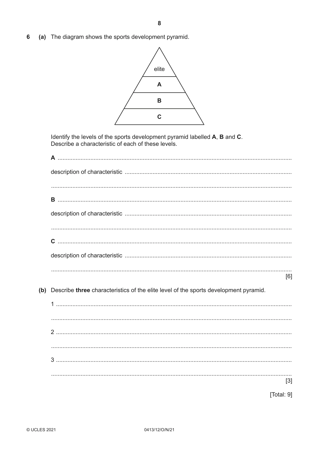 Cambridge IGCSE Physical Education 0413 2021 Oct/Nov Paper 1 · Variant 2 question paper, page 8 of 16