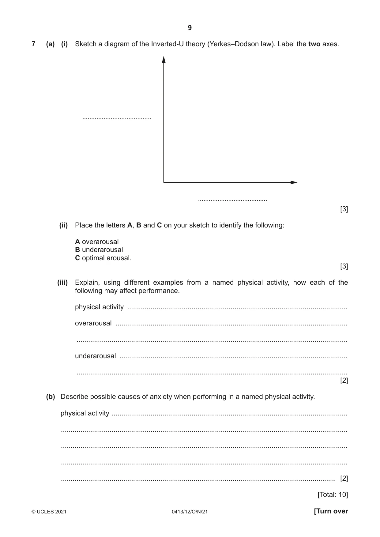 Cambridge IGCSE Physical Education 0413 2021 Oct/Nov Paper 1 · Variant 2 question paper, page 9 of 16