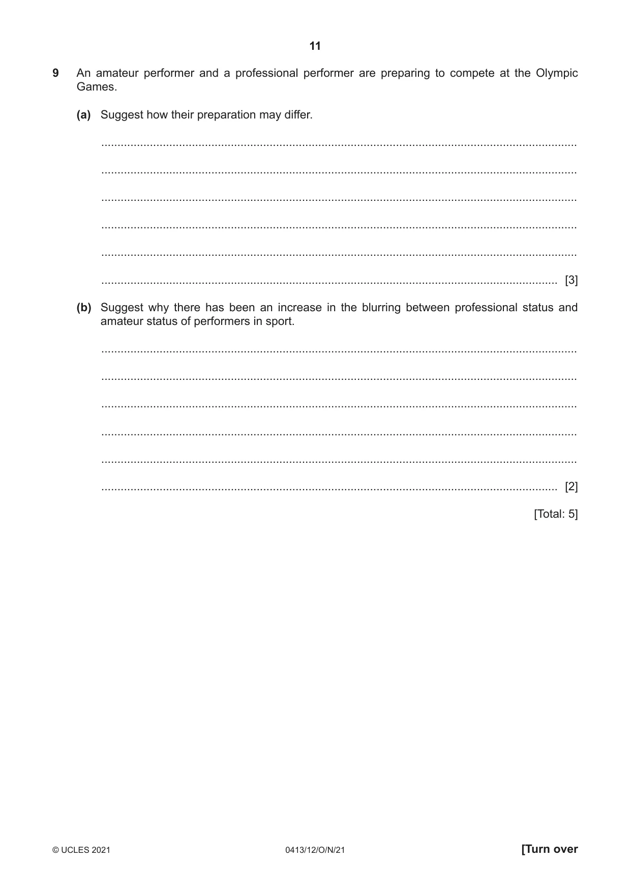 Cambridge IGCSE Physical Education 0413 2021 Oct/Nov Paper 1 · Variant 2 question paper, page 11 of 16