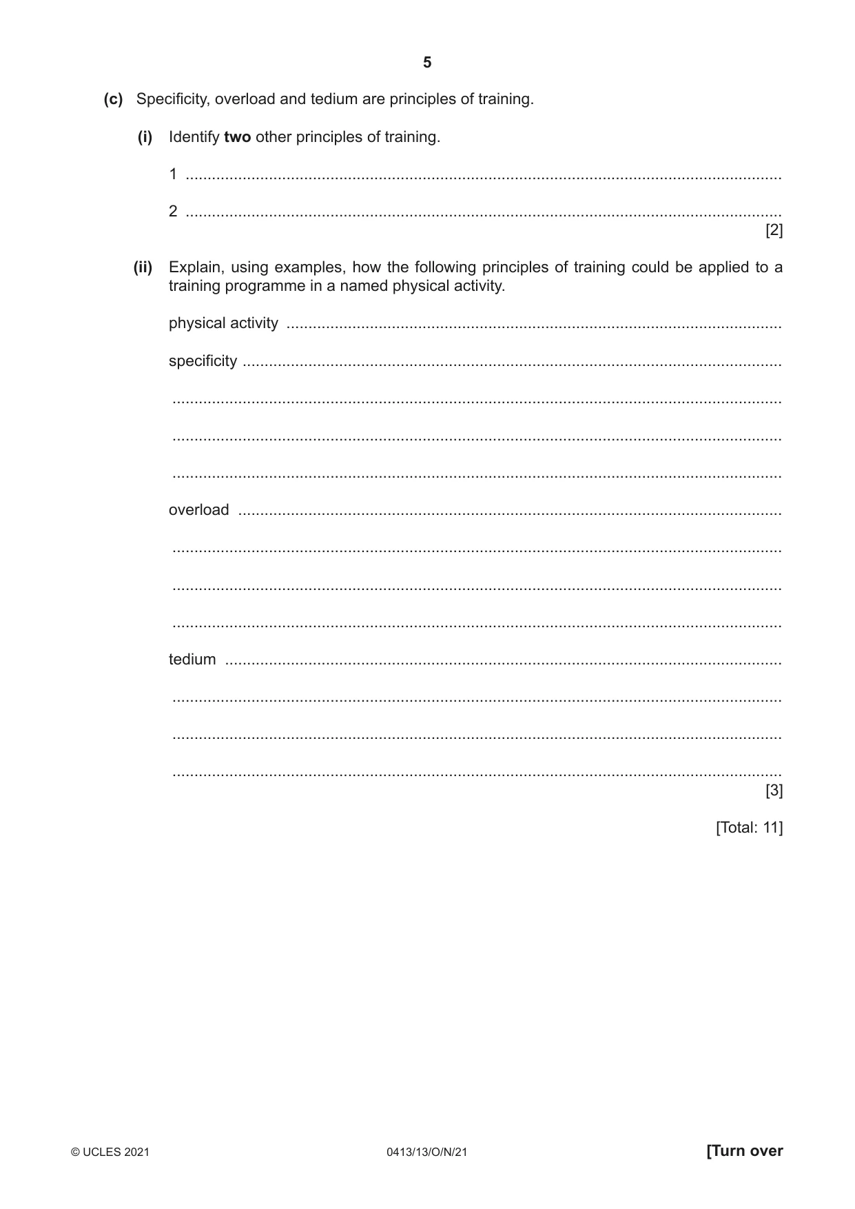 Cambridge IGCSE Physical Education 0413 2021 Oct/Nov Paper 1 · Variant 3 question paper, page 5 of 16