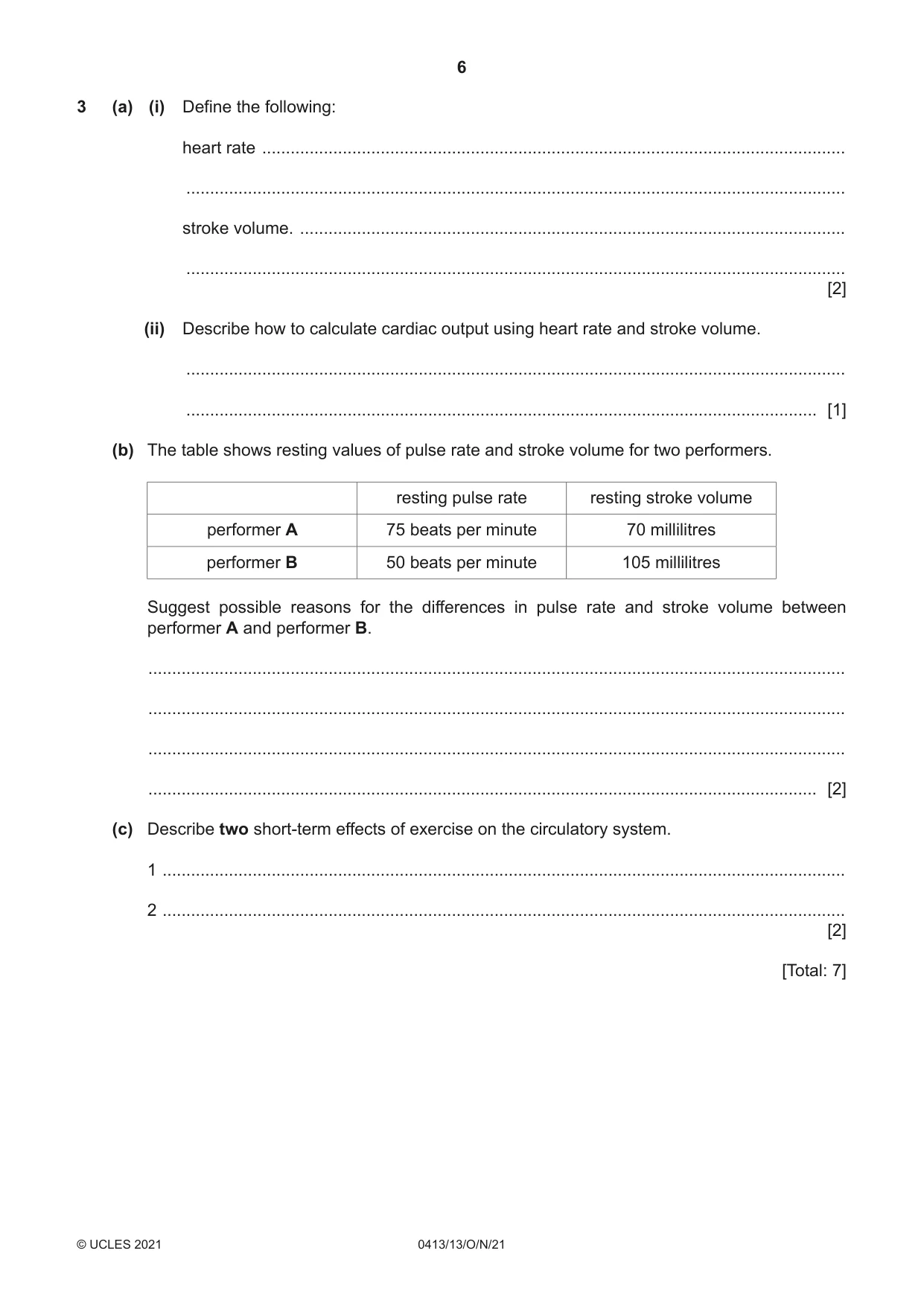 Cambridge IGCSE Physical Education 0413 2021 Oct/Nov Paper 1 · Variant 3 question paper, page 6 of 16