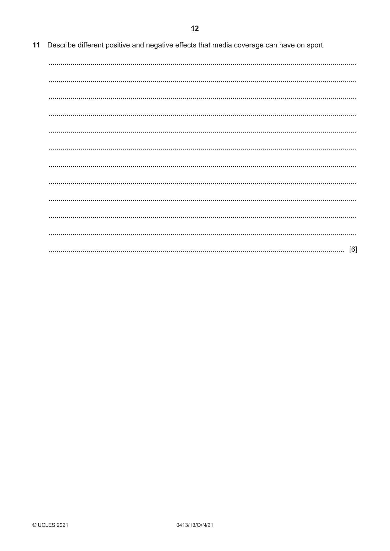 Cambridge IGCSE Physical Education 0413 2021 Oct/Nov Paper 1 · Variant 3 question paper, page 12 of 16