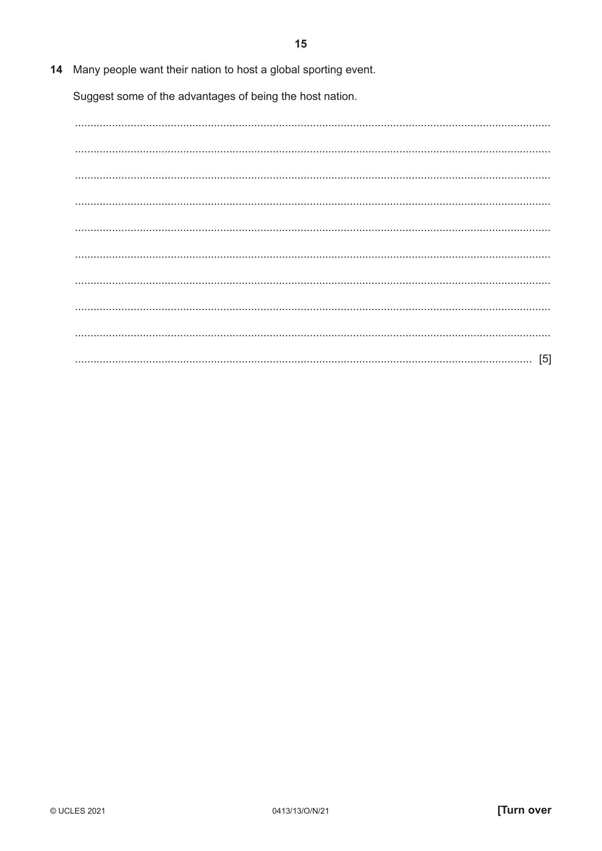 Cambridge IGCSE Physical Education 0413 2021 Oct/Nov Paper 1 · Variant 3 question paper, page 15 of 16