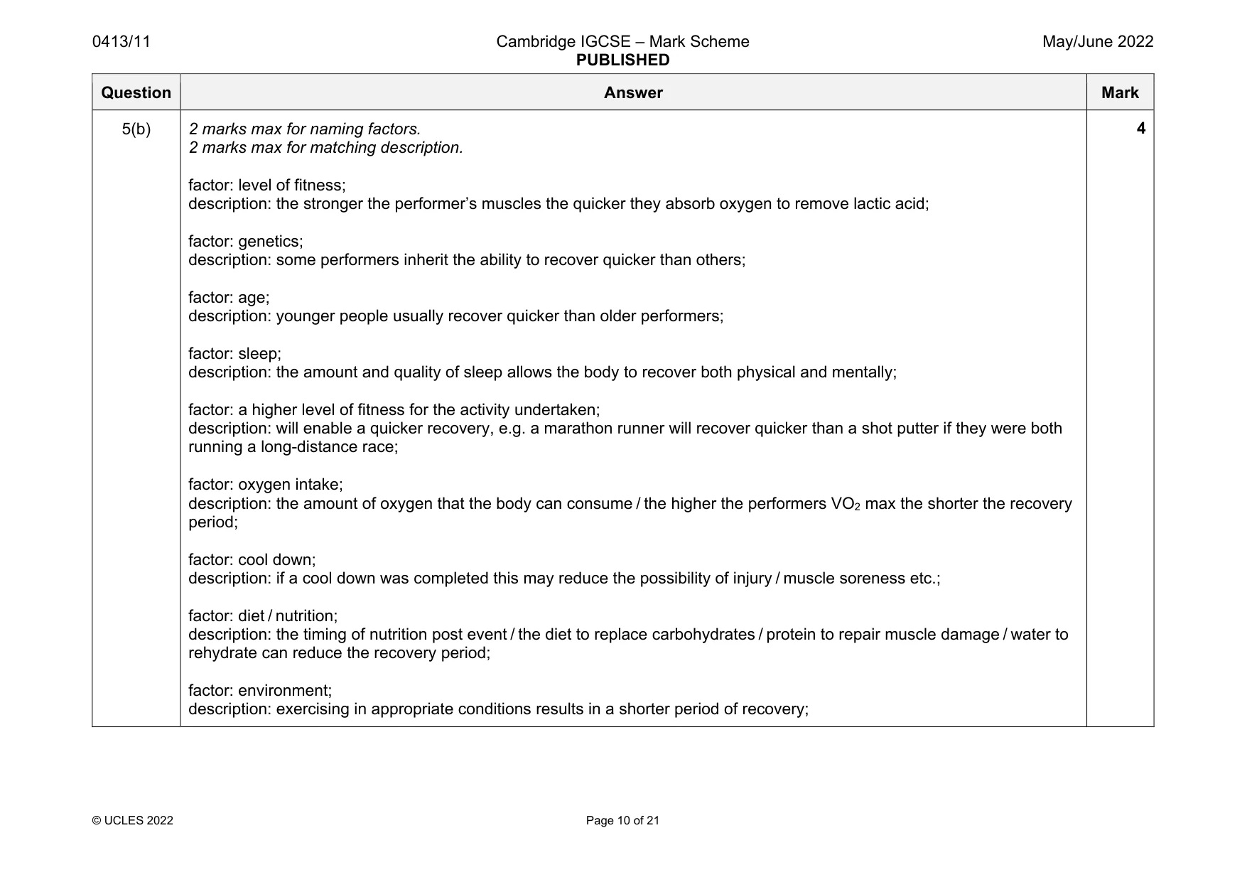 Mark scheme, page 10 of 21